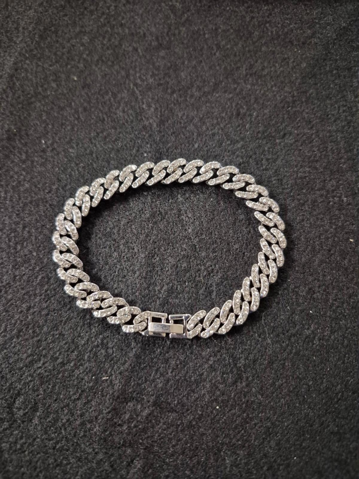 Other ADORNIA Silver 8mm Crystal Curb Chain Bracelet Size ONE SIZE - 2 Thumbnail