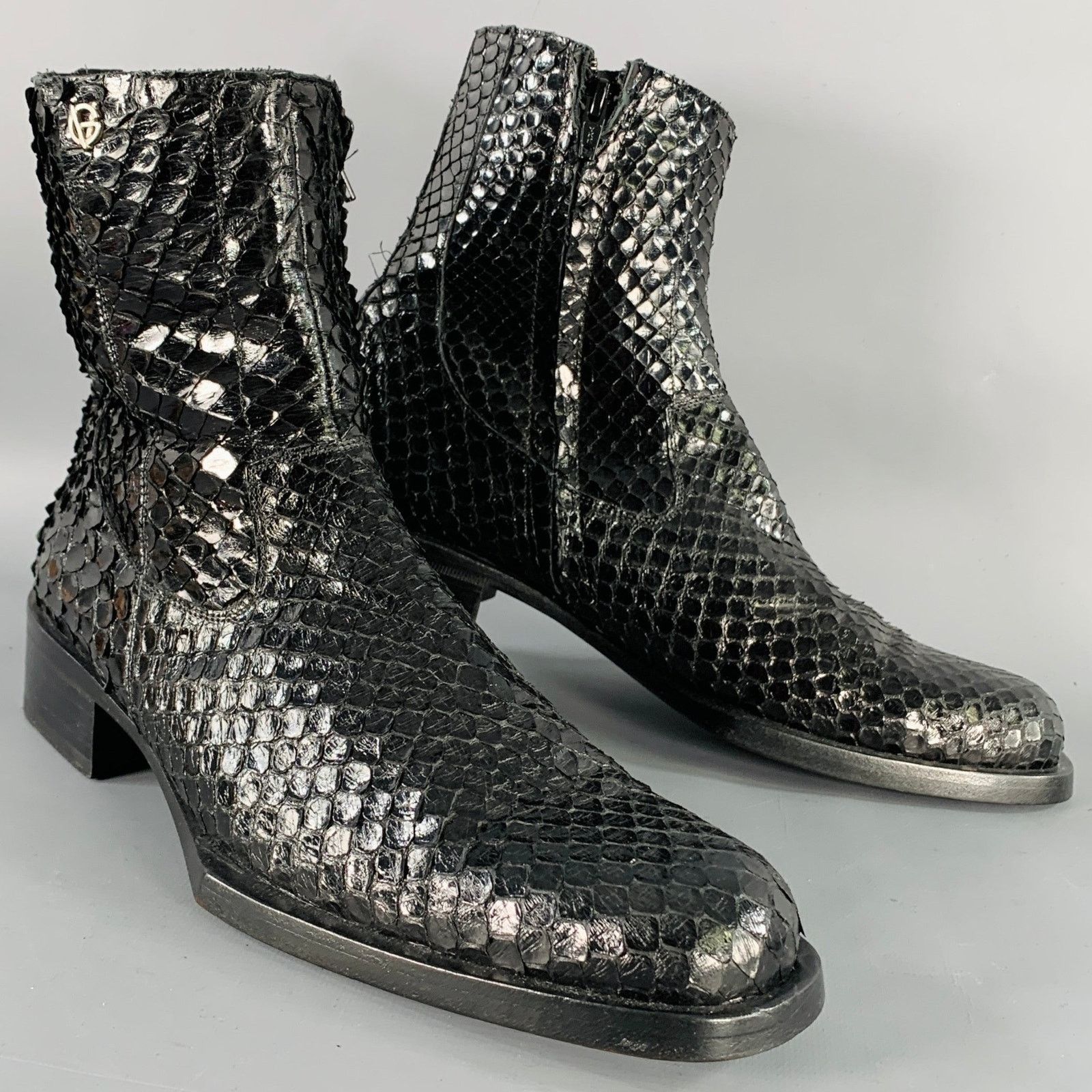 Versace GIANNI VERSACE Black Python Leather Side Zipper Ankle Boots Size US 8 / EU 41 - 1 Thumbnail