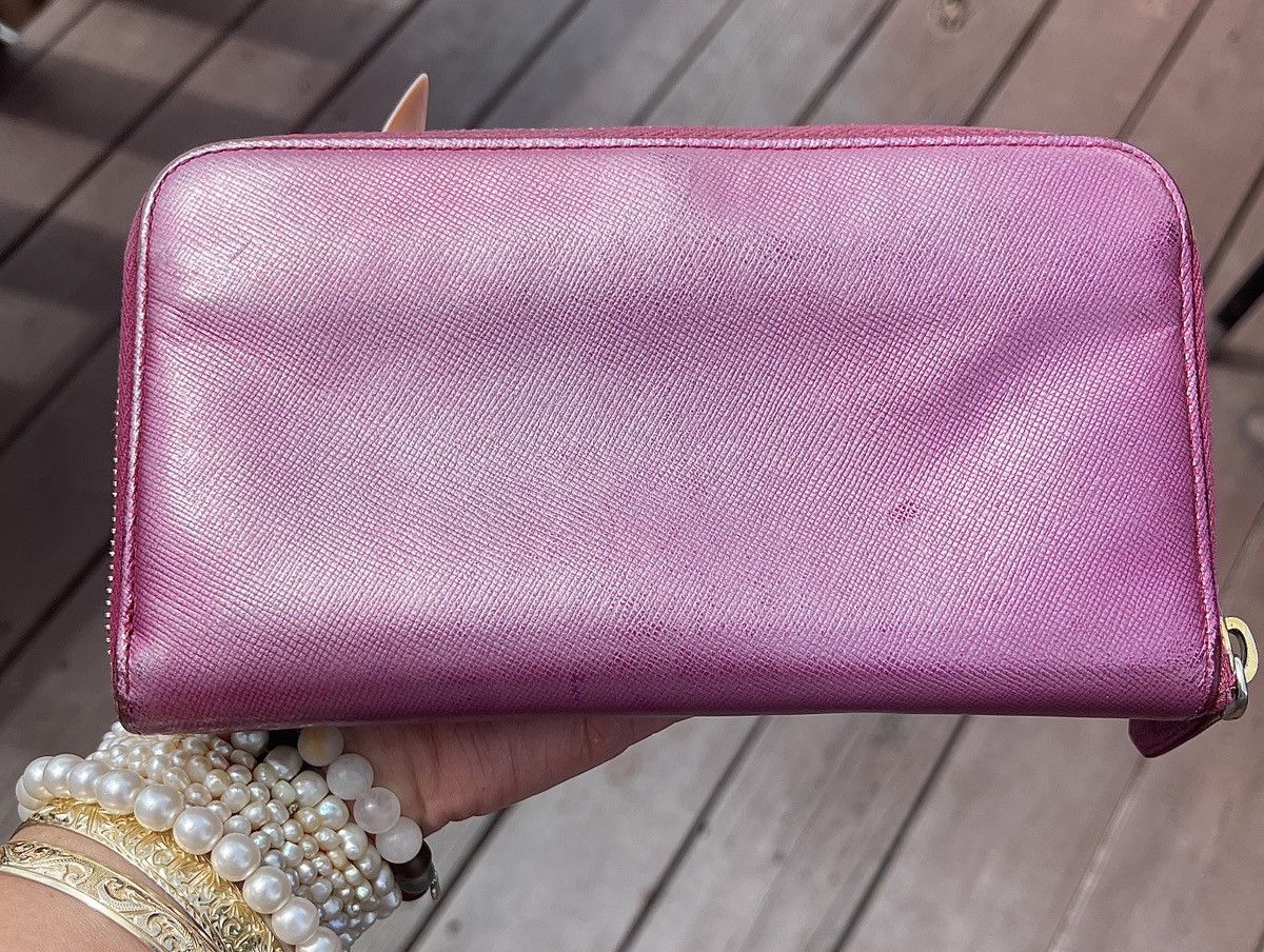 Prada **SOLD**Prada Pearlescent Pink Saffiano Leather Zip Wallet Size ONE SIZE - 3 Thumbnail