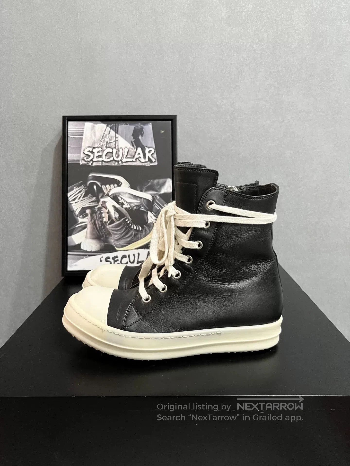 Rick Owens Rick Owens Leather High-Top Sneakers. Size US 5 / IT 35 - 4 Thumbnail