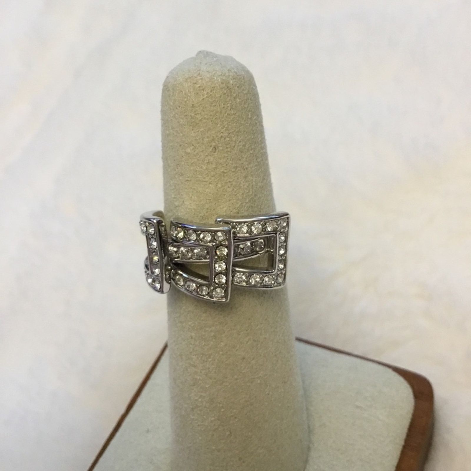 Other Silver Trio-Crystal Rows Ring Size ONE SIZE - 3 Thumbnail