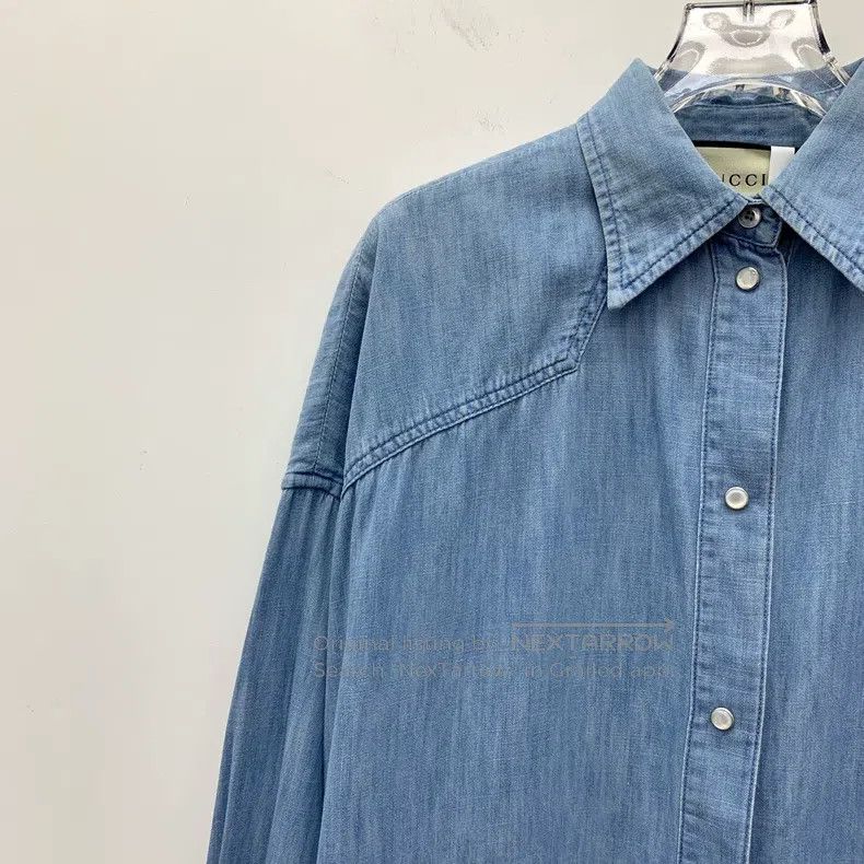 Gucci Gucci Blue logo letter leopard embroidery cotton lapel sin Size XS / US 0-2 / IT 36-38 - 3 Thumbnail