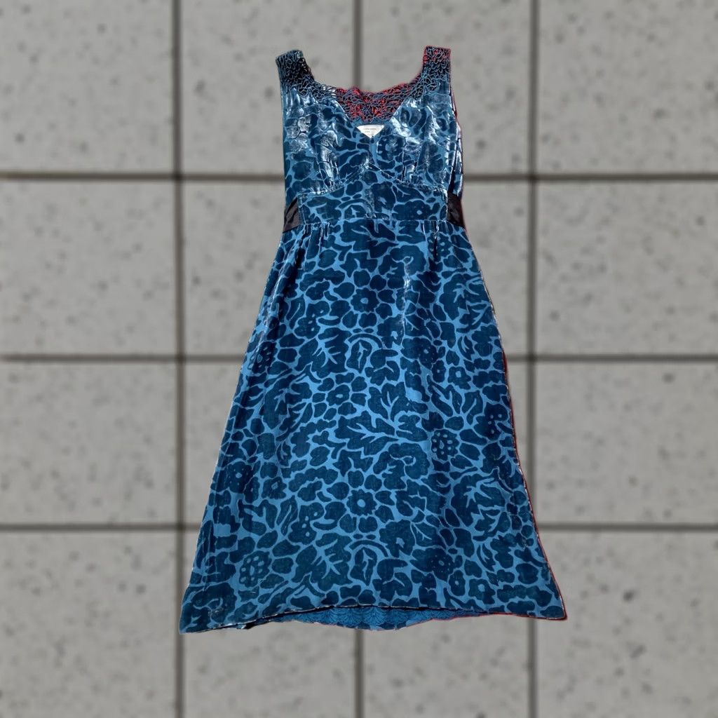 Anthropologie Moulinette Souers Anthropologie Dress Womens Size 2 Blue Velvet Brocade Floral Size XS / US 0-2 / IT 36-38 - 1 Thumbnail