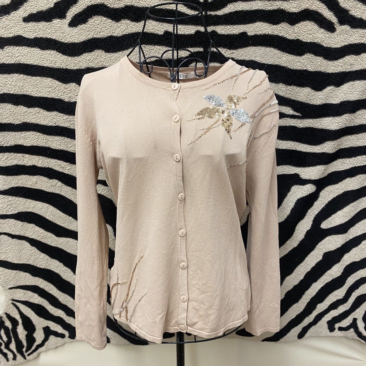 Vintage Beige autumn cardigan Size L / US 10 / IT 46 - 2 Thumbnail