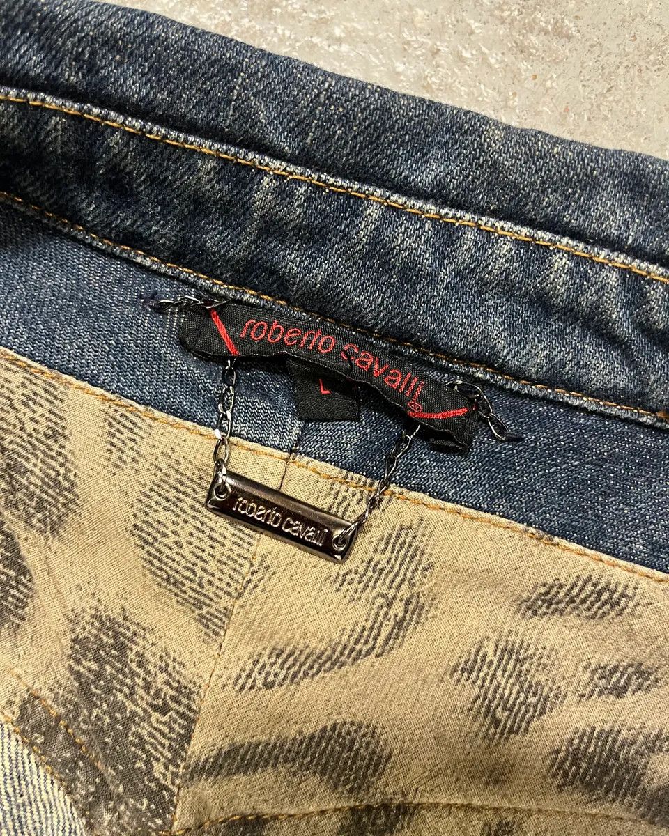 Roberto Cavalli SS2002 Roberto Cavalli Structured Laced Arm Blue Denim Jacket Size US M / EU 48-50 / 2 - 8 Thumbnail