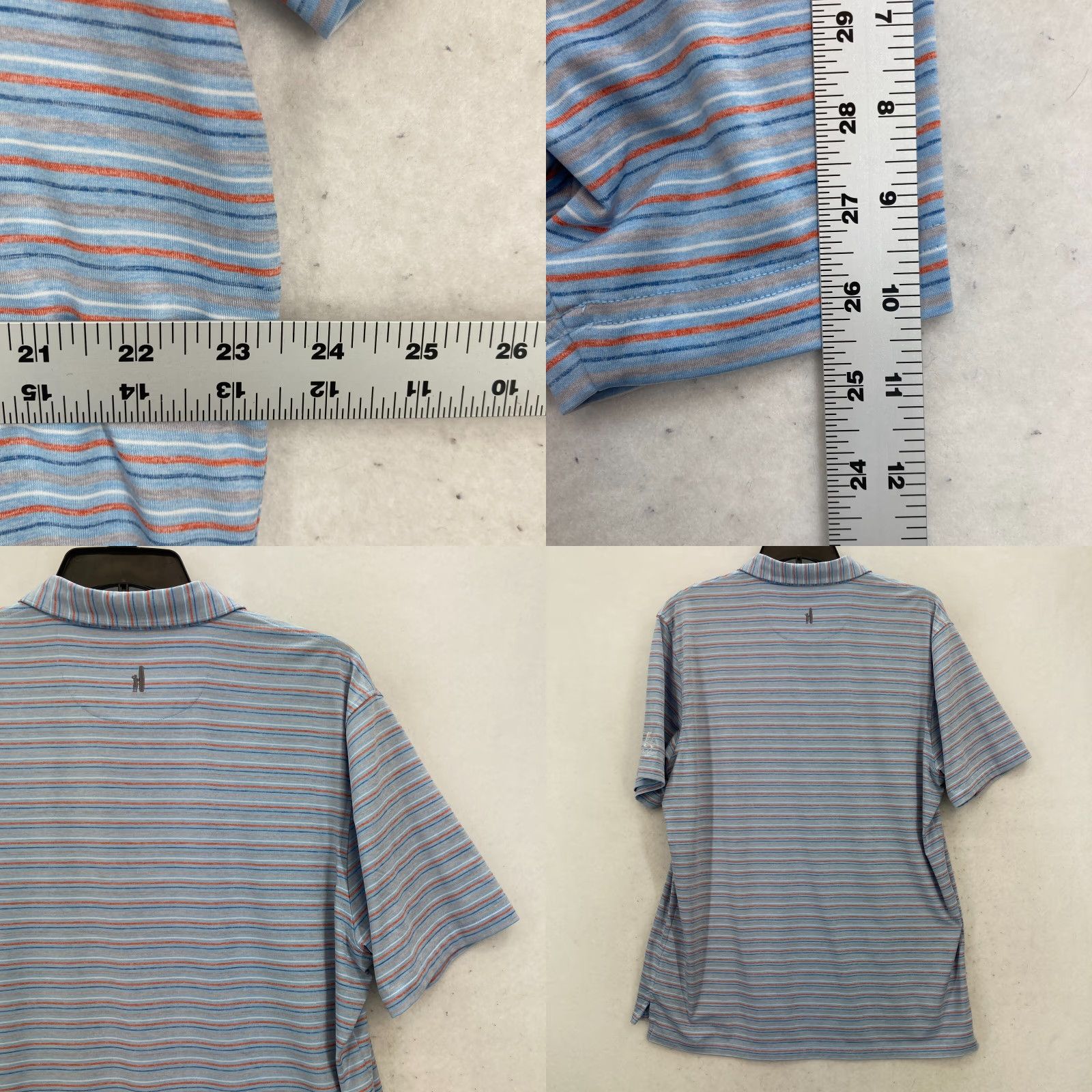 johnnie-O Johnnie-O Polo Shirt Mens Large Blue Striped Stretch Preppy Polo Shirt Mens L Blue Striped Stretch Performance Golf Casual Activewear Size US L / EU 52-54 / 3 - 8 Thumbnail
