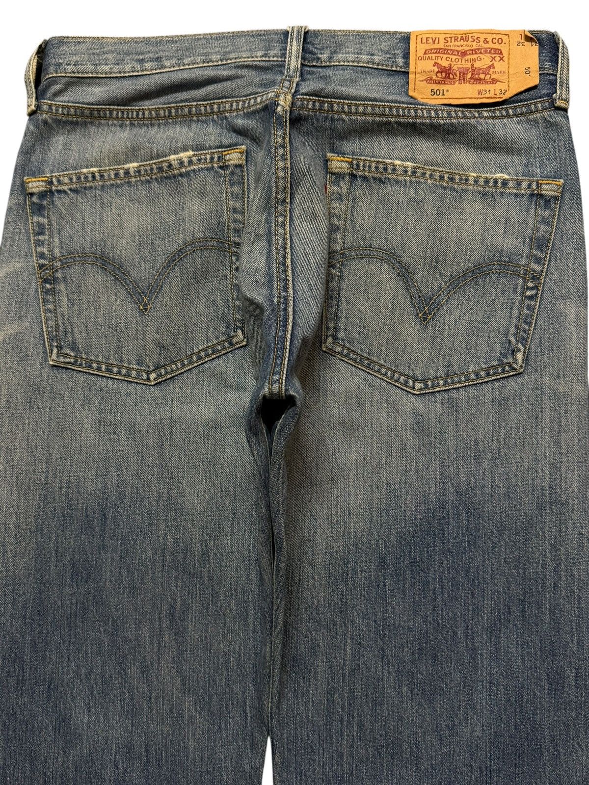 Levi's Vintage 90s Levis 501 Mud Wash Faded Distress Straight Loose Size US 32 / EU 48 - 4 Thumbnail