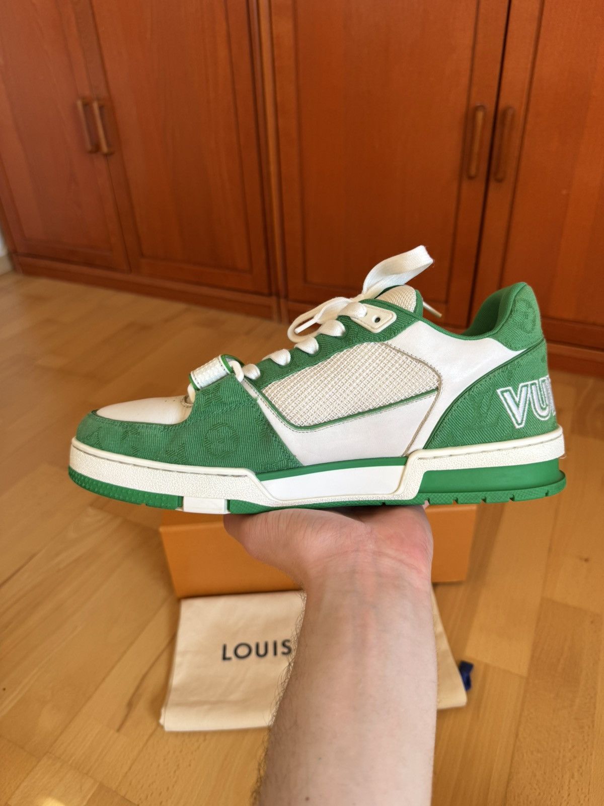 Louis Vuitton Louis Vuitton LV Trainer Velcro Strap Green Denim Size US 10 / EU 43 - 5 Thumbnail