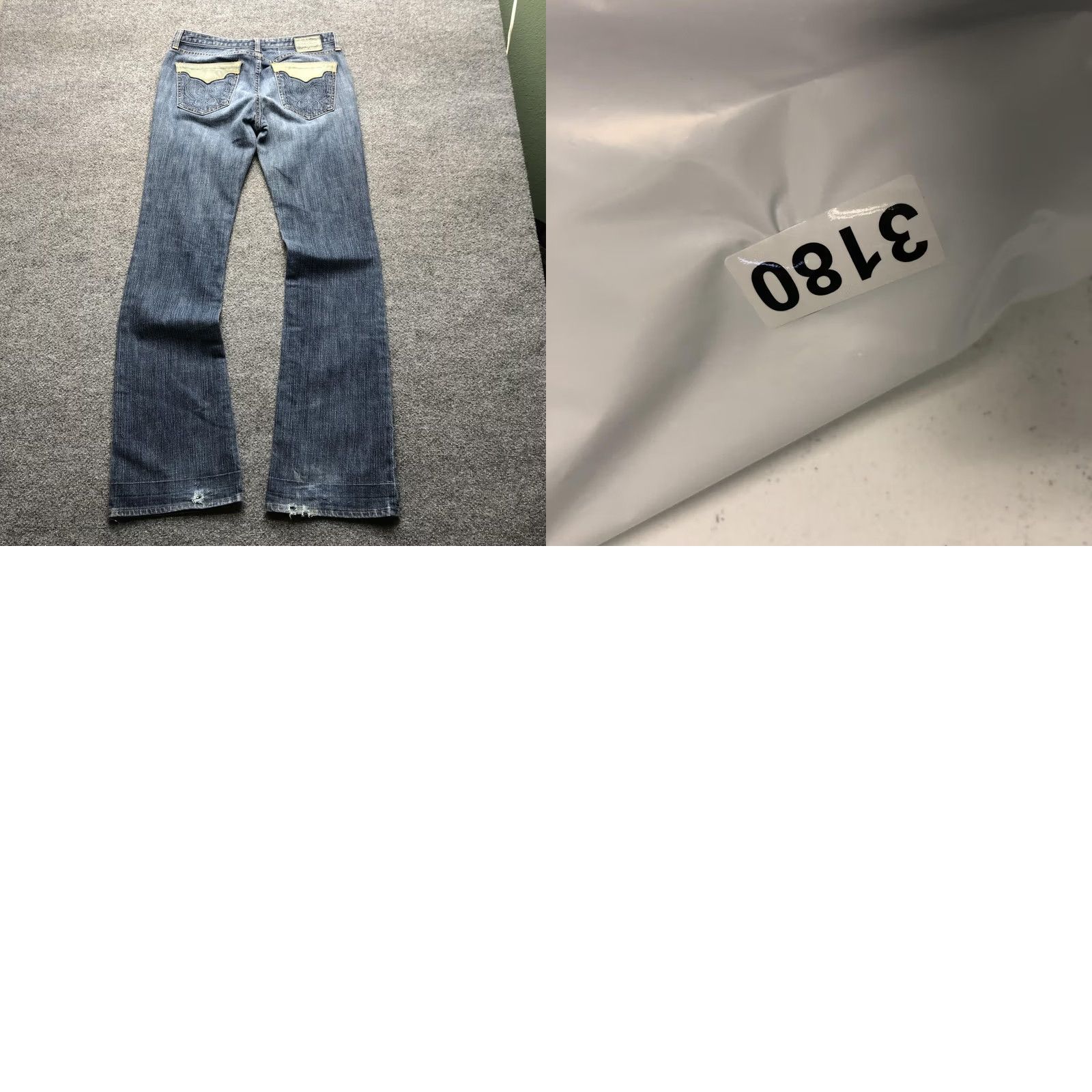 Denime Y2K Jeans Womens 30R Blue Bootcut Embroidered Distressed Denim Back Pockets Size 30" / US 8 / IT 44 - 8 Thumbnail