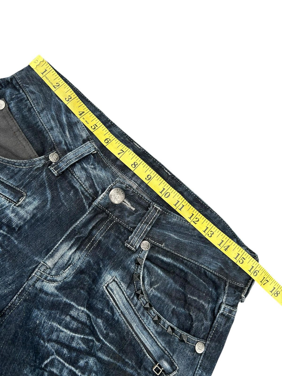 If Six Was Nine SKULL BONES WILD LIFE STUDDED CLAWMARK DISTRESSED DENIM☠️ Size US 32 / EU 48 - 14 Thumbnail