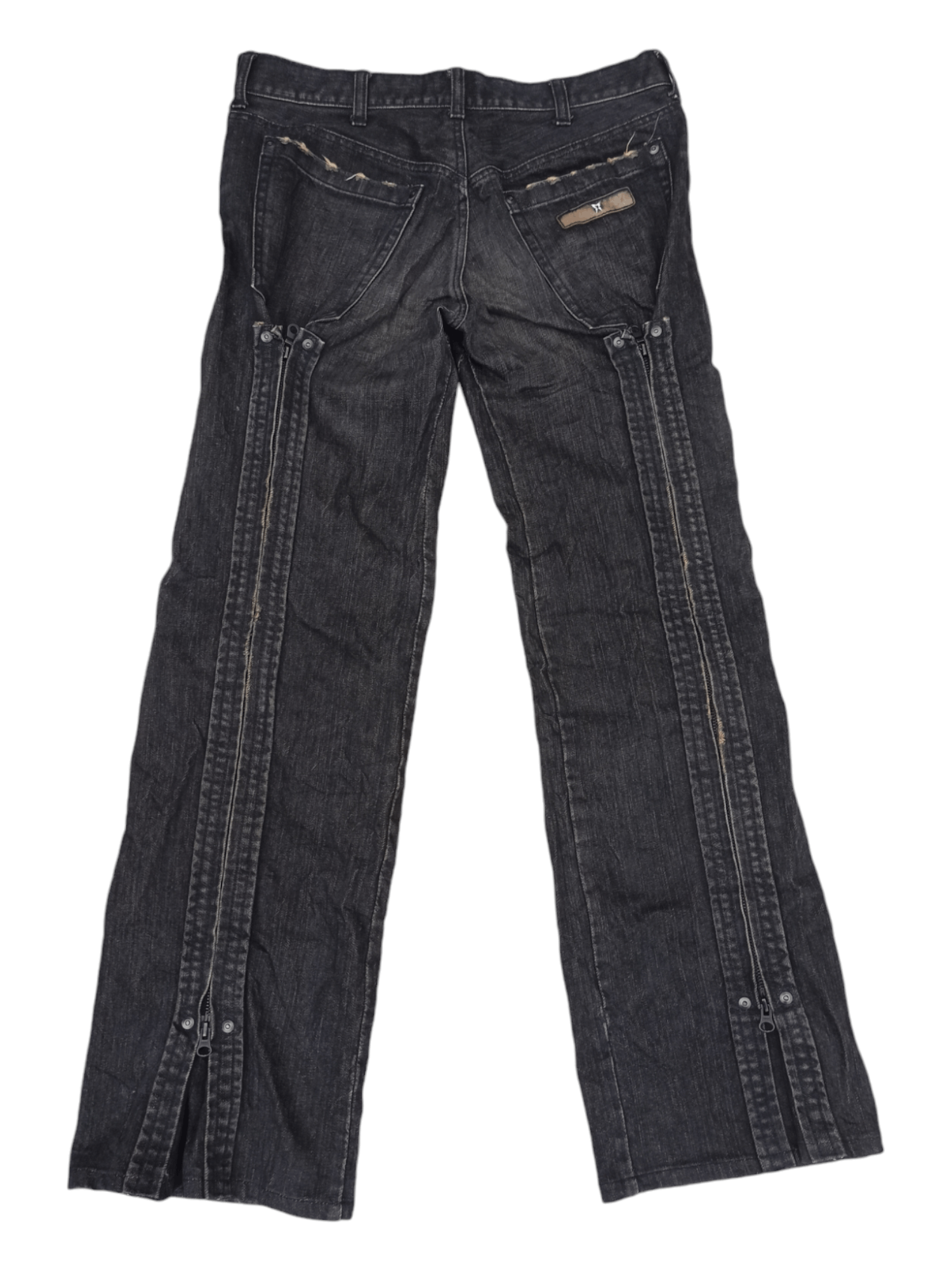 Japanese Brand Japanese Black Denim Lace Up Zipper Flared Jeans Size US 31 - 8 Thumbnail