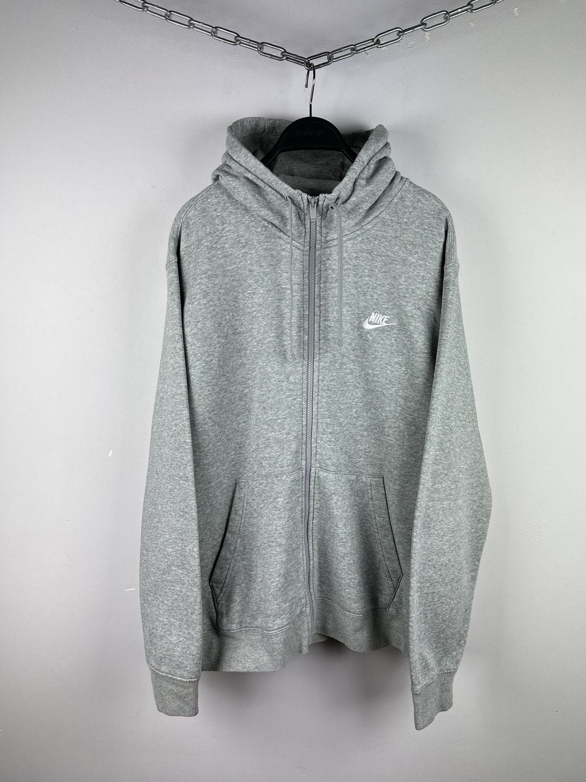 Nike × Vintage Y2K Nike Basic Grey Zip Hoodie Size US XL / EU 56 / 4 - 1 Thumbnail