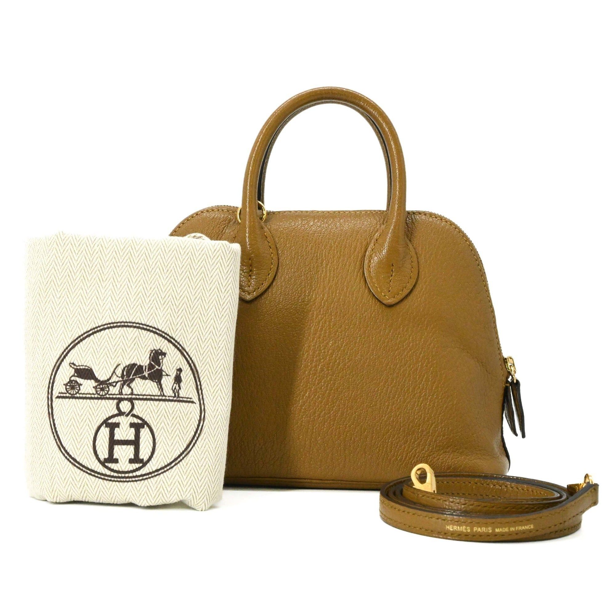 Hermes HERMES Bolide 1923 Mini Handbag Shoulder Bag Chevre Leather Sesame Brown Size ONE SIZE - 1 Thumbnail