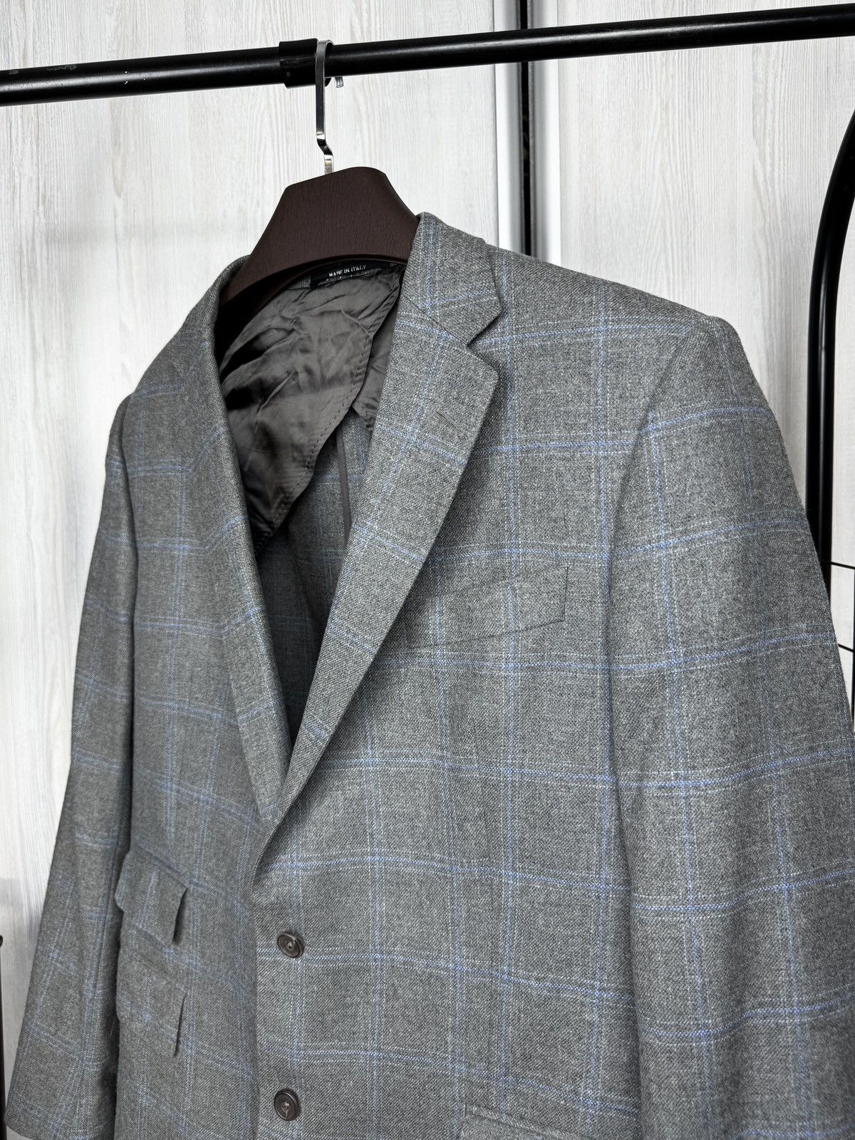 Chester Barrie Chester Barrie Wool cashmere grey checkered unlined blazer Size 44R - 5 Thumbnail