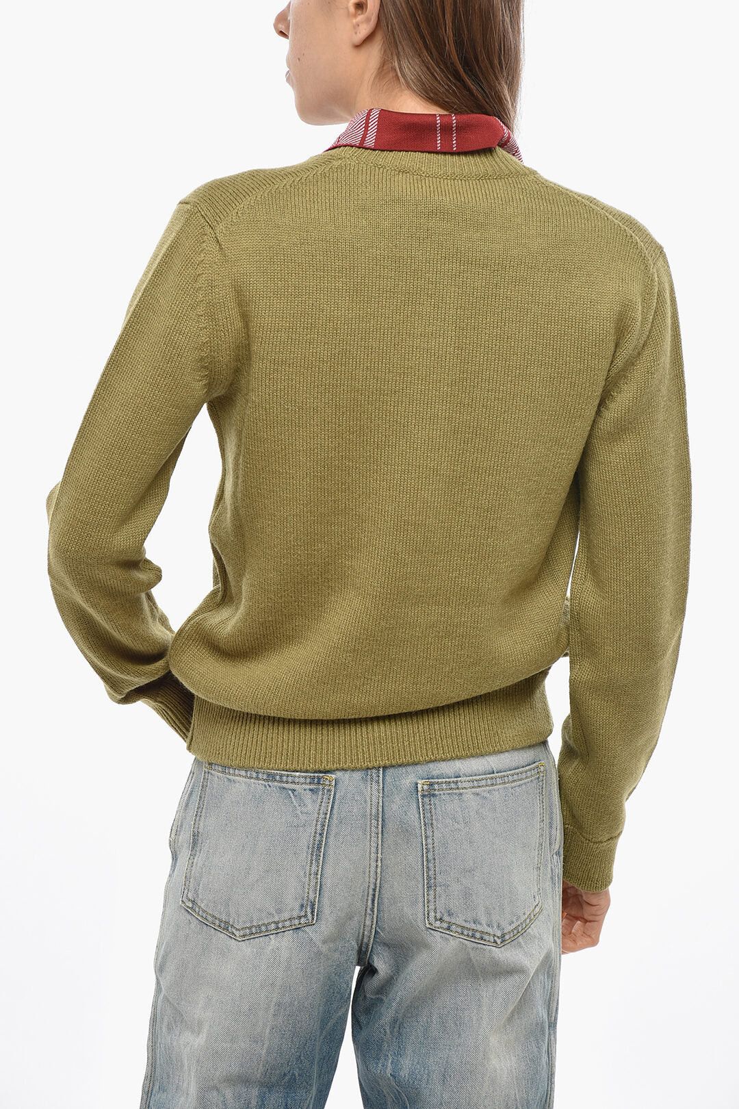 Loewe og1mm0426 Alpaca-Blend Double-Layered Sweater in Green Size S / US 4 / IT 40 - 3 Thumbnail