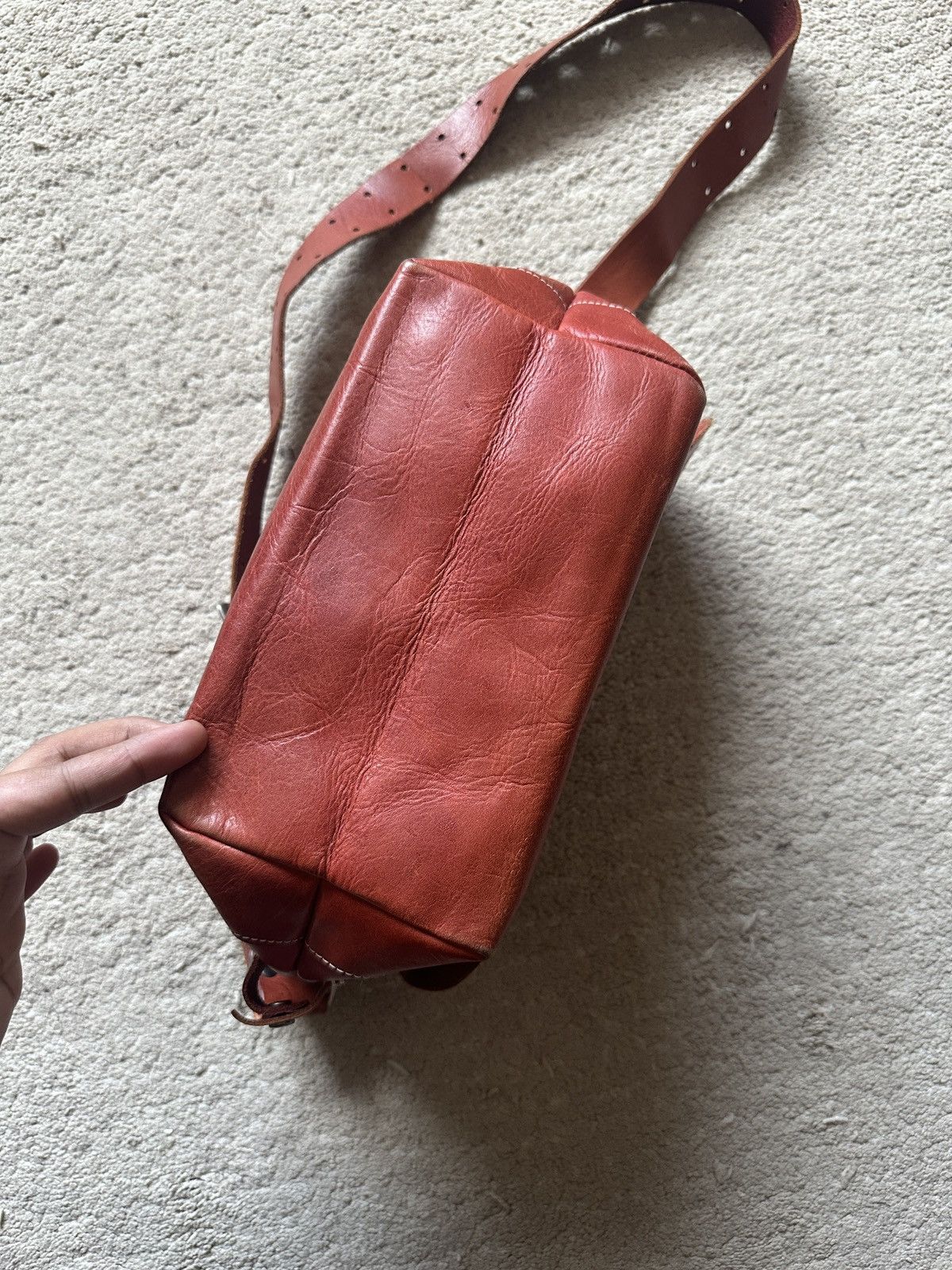 Comme des Garcons Homme Vintage Japan made Red Leather Patina Sling Bag Size ONE SIZE - 9 Thumbnail