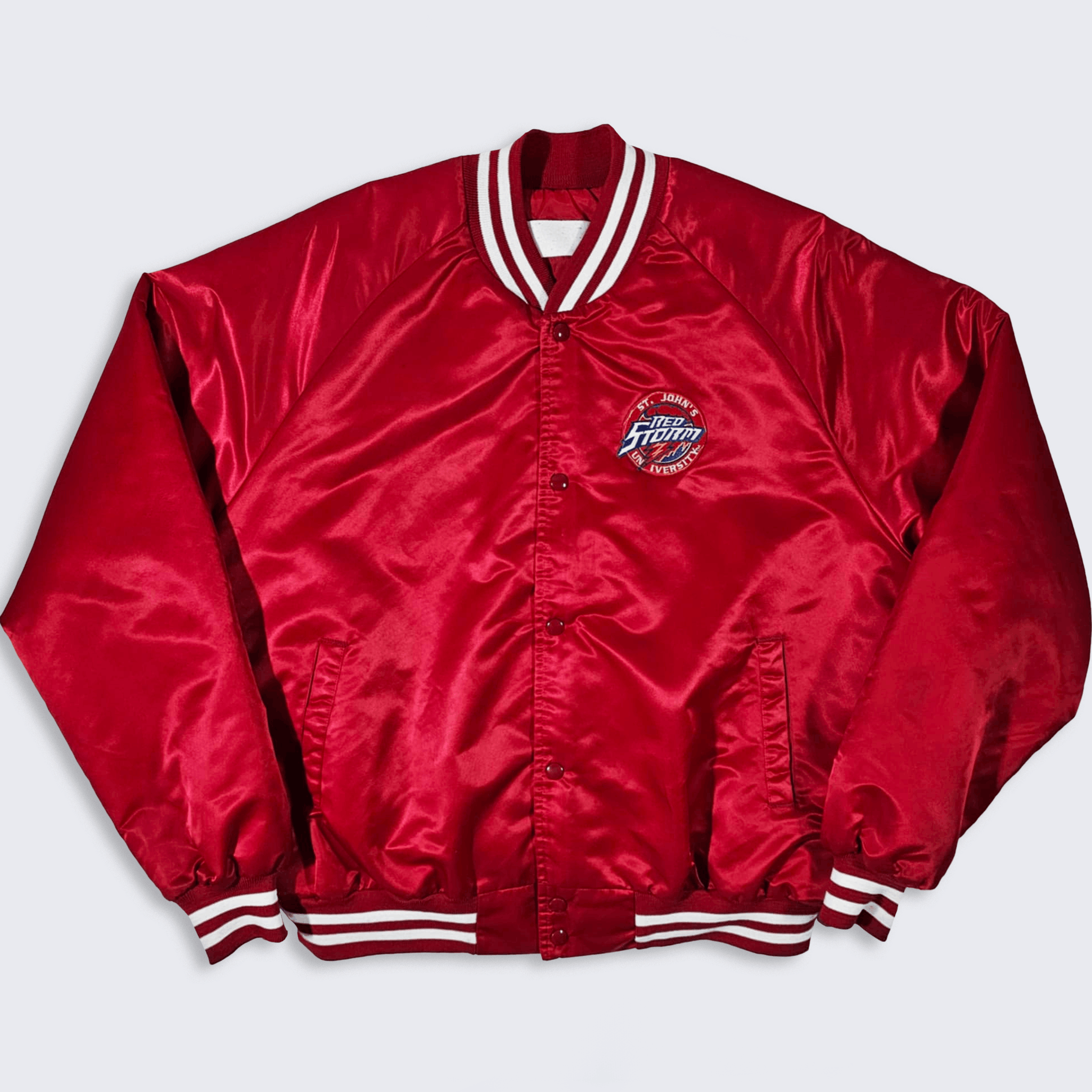 Chalk Line × NCAA × Vintage St John's Red Storm 90s Chalk Line Satin Bomber Jacket Size US XL / EU 56 / 4 - 2 Thumbnail