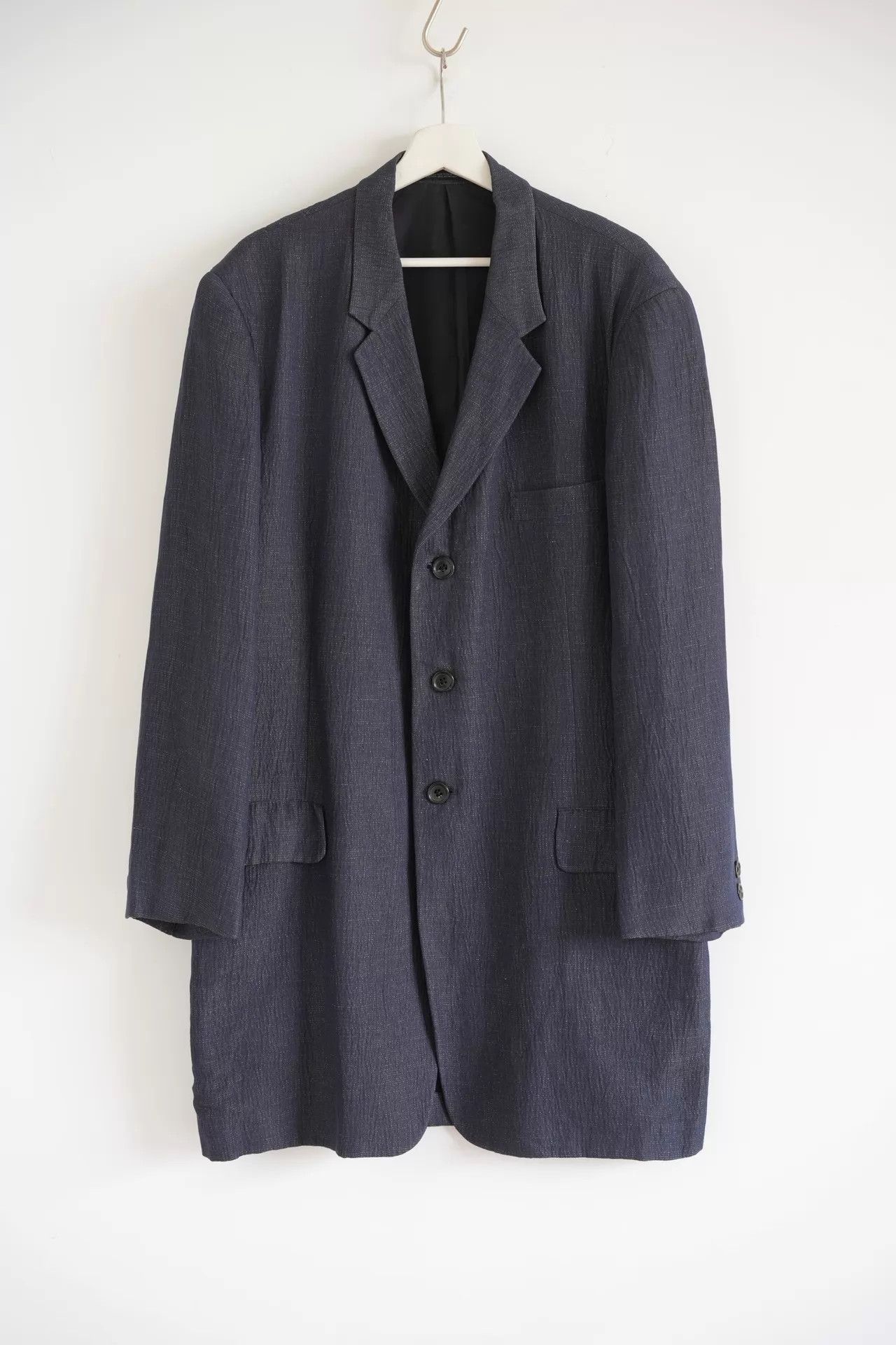 Yohji Yamamoto Yohji Yamamoto 98SS Indigo Bamboo Rayon Linen Coat Size US S / EU 44-46 / 1 - 1 Thumbnail