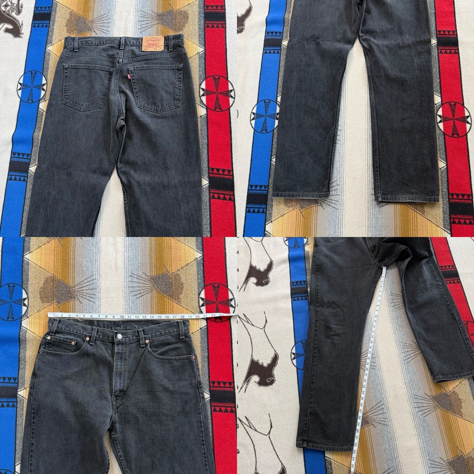 Levi's VINTAGE Levi’s 505 Black Denim Jeans Men Regular Straight 38x33 / 38 BLACK 90s Y2K Men Size US 38 / EU 54 - 8 Thumbnail
