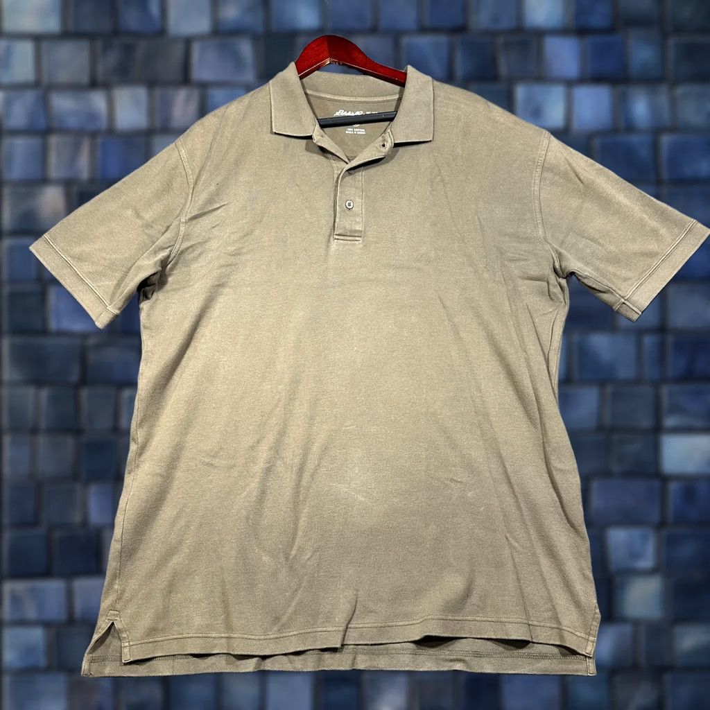 Eddie Bauer Eddie Bauer Mens Large Tall Green Cotton Short Sleeve Polo Shirt Split Hem Size US L / EU 52-54 / 3 - 1 Thumbnail
