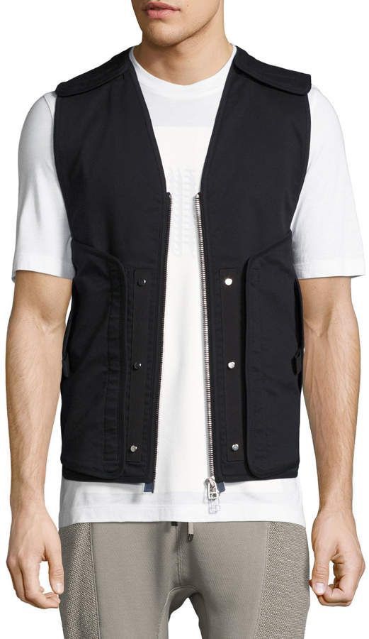 image of Helmut Lang Front Zip Utility Vest in Black, Men's (Size Medium)