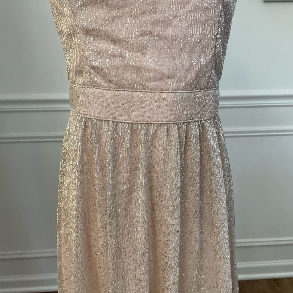 Other Lulus Metallic Gold Halter Grecian Neck Flowing Chiffon Form Size S / US 4 / IT 40 - 3 Thumbnail