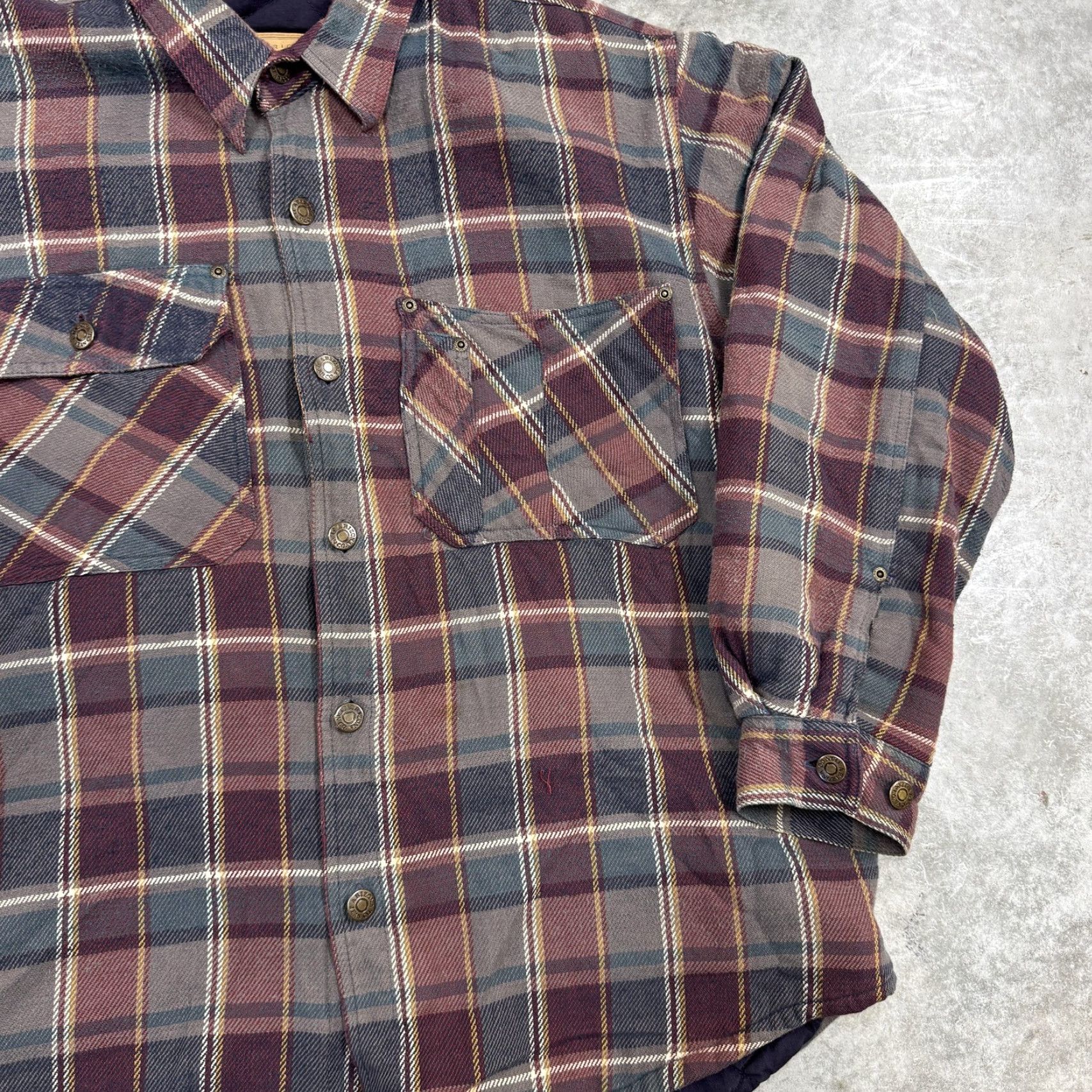 Vintage VINTAGE Arizona Jean Company Jacket Mens M Burgundy Plaid Quilted Flannel Shacket Size US 31 - 3 Thumbnail