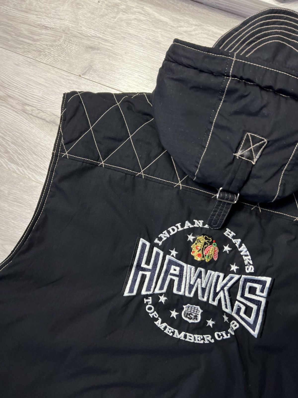 MLB Vintage 90s Indiana Hawks USA Varsity Pocket Vest Jacket Size US M / EU 48-50 / 2 - 9 Thumbnail