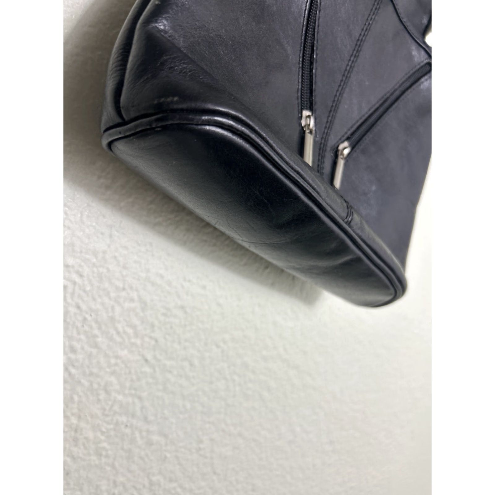 Vintage VINTAGE Pelle Leather Mini Backpack Purse Black Womens 9x9x3 Italy Flaws Size ONE SIZE - 6 Thumbnail