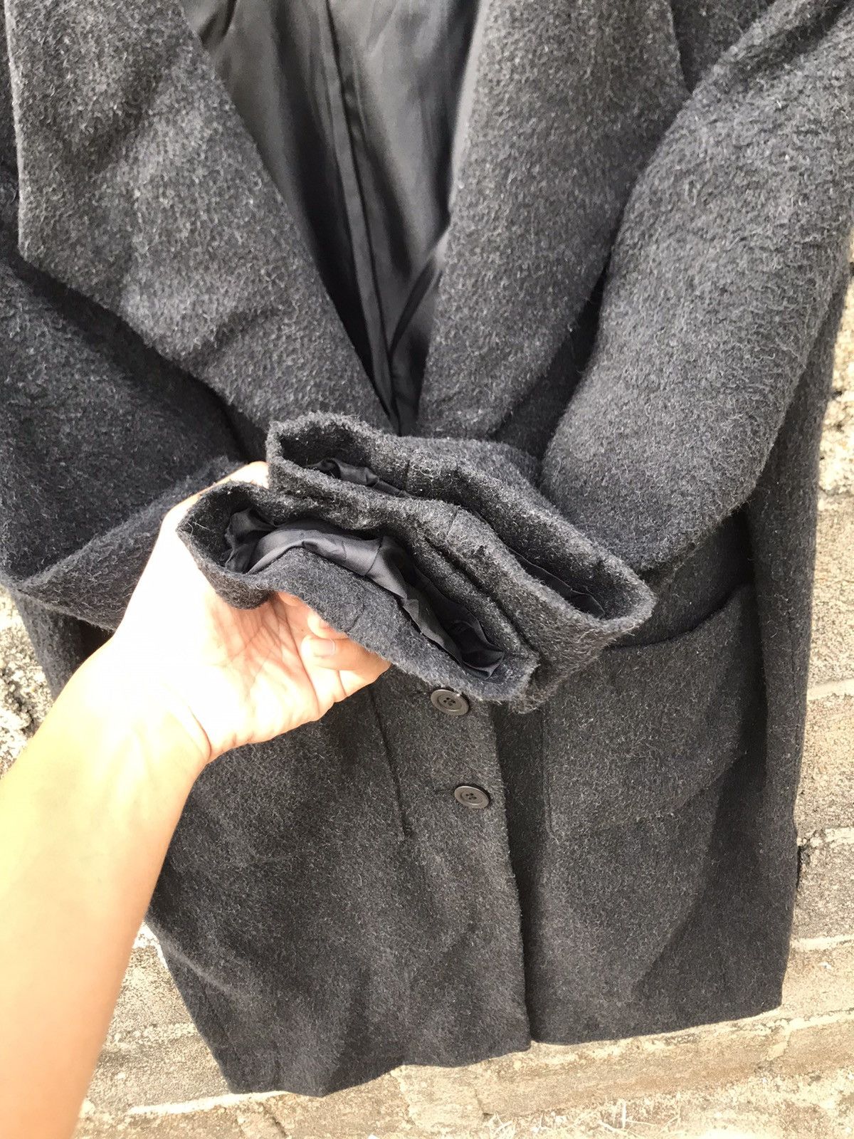 Japanese Brand × Vintage ⚡️Vintage Kastane Collarless Wool Long Coat Size M / US 6-8 / IT 42-44 - 7 Thumbnail