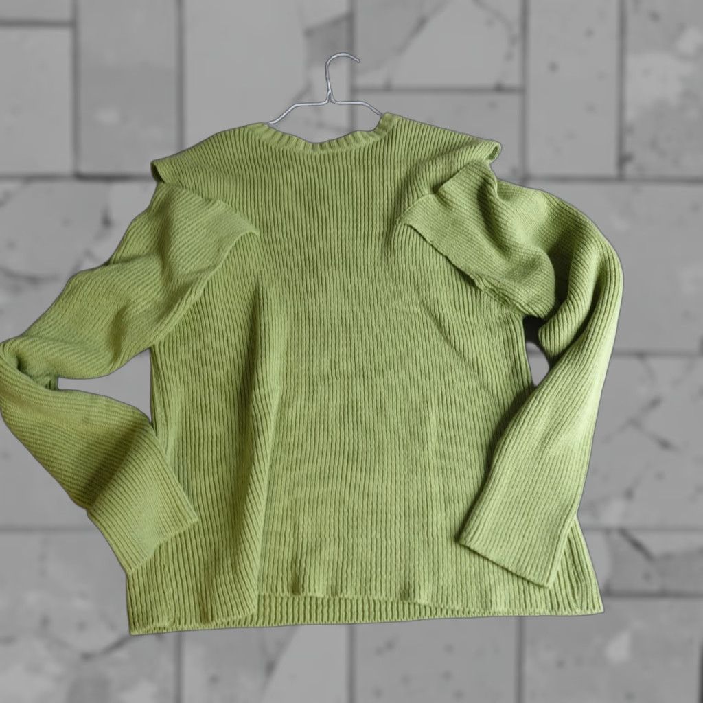 Vintage More Than Yesterday Womens Sweater M Green Solid Cold Shoulder Pullover Knit Long Sleeve Casual Vintage: No Size M / US 6-8 / IT 42-44 - 1 Thumbnail