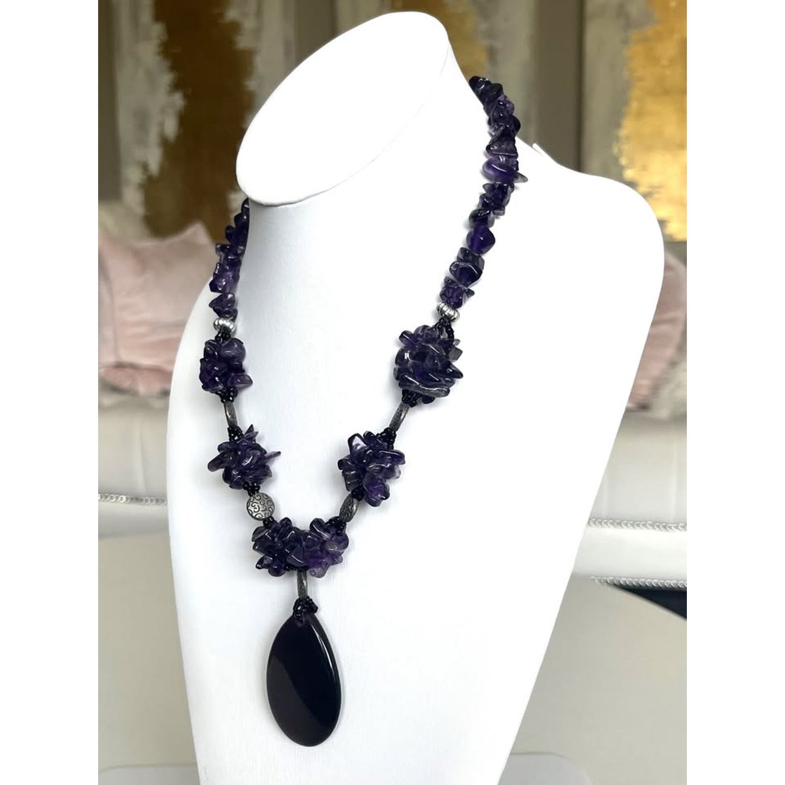 Other Amethyst Necklace with Purple Glass Pendant and Toggle Clasp Size ONE SIZE - 2 Thumbnail