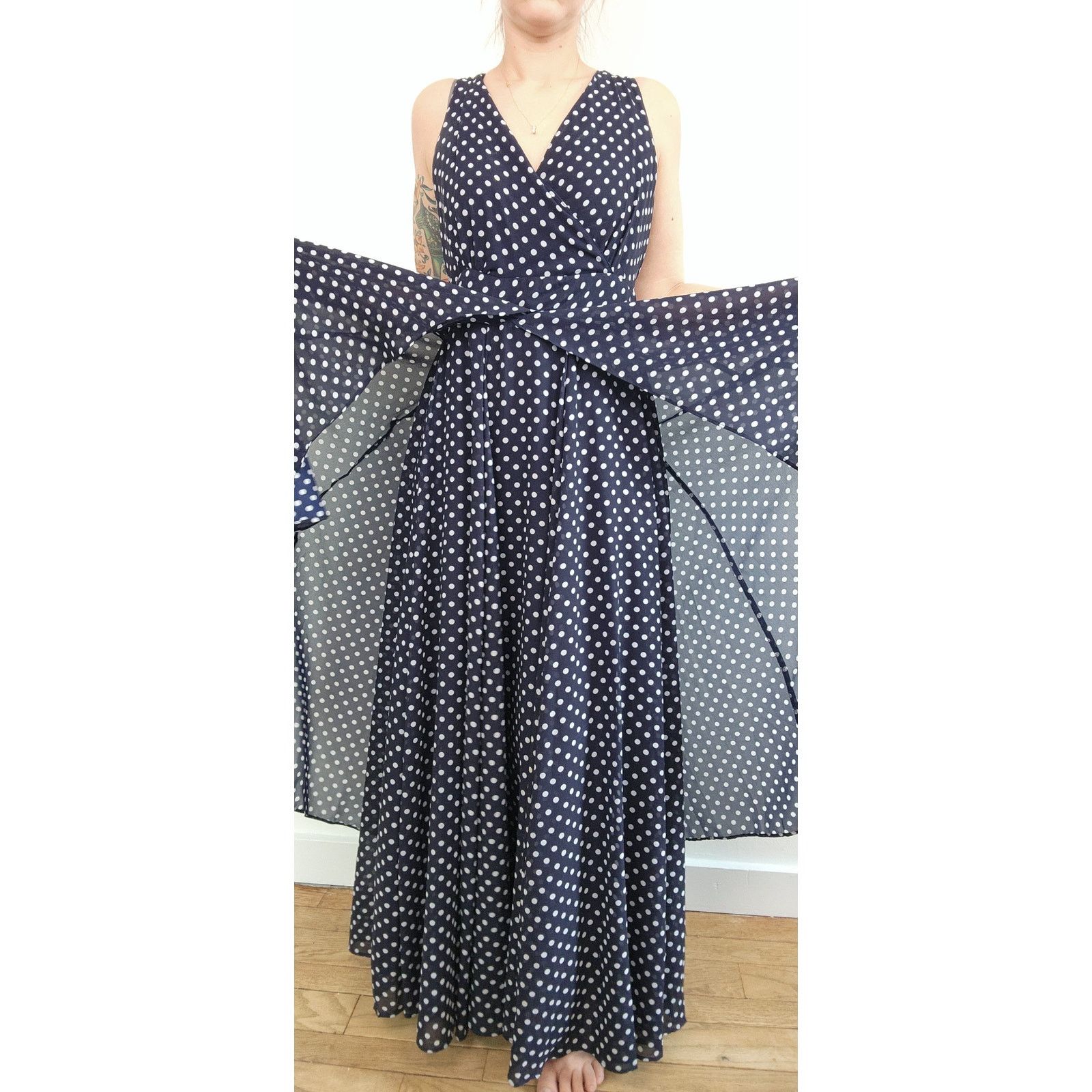 Other Jessica London Polka Dot Dress Maxi Sleeveless Sheer 14 Size L / US 10 / IT 46 - 3 Thumbnail