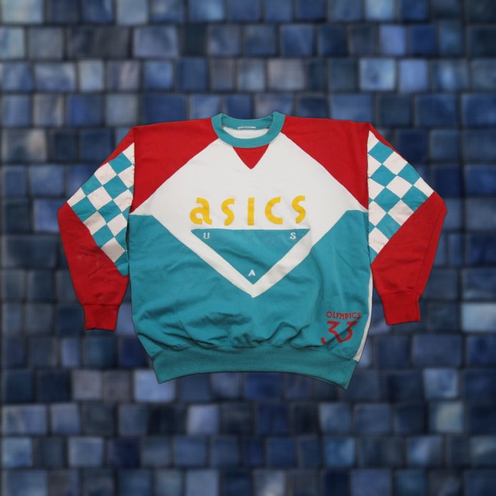Asics VTG 90s Asics Checkered USA Olympics Pullover Sweatshirt Multicolor Hooded Men XL Colorblock Sweatshirt Mens Size US XL / EU 56 / 4 - 1 Thumbnail