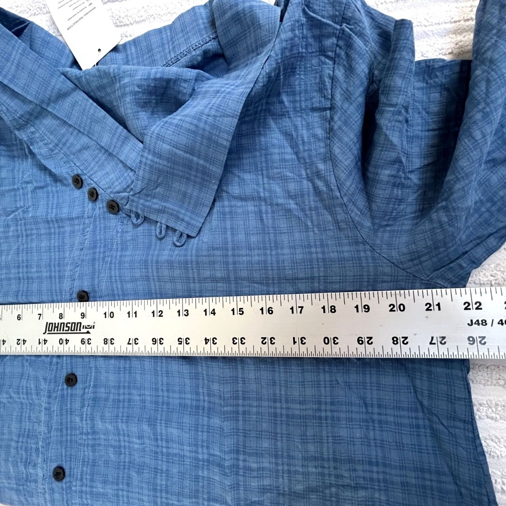 Nique VINTAGE E-Retro Womens Blue Plaid Button-Up Blouse Top With Unique Collar Size XXL New Size XXL / US 16-18 / IT 52-54 - 6 Thumbnail