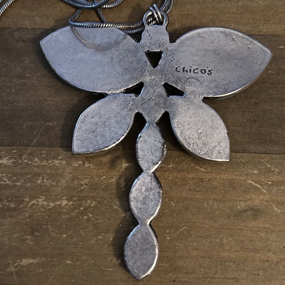 Chicos Chico’s silver jumbo turquoise dragonfly pendant necklace Size ONE SIZE - 5 Thumbnail