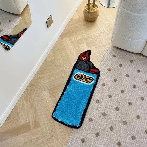 Handmade Blue Lighter Art Rug Size ONE SIZE - 4 Thumbnail