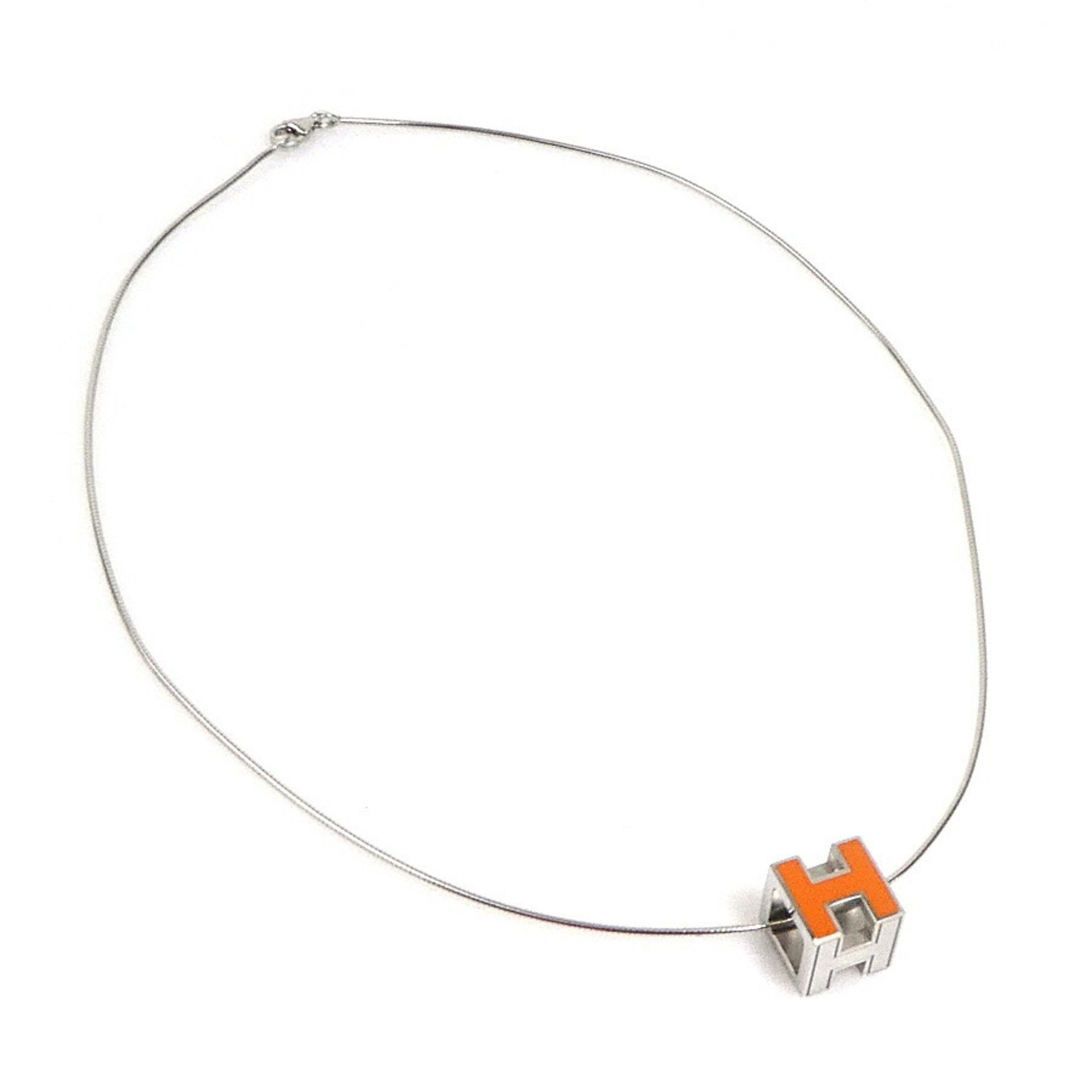 Hermes Hermes Hermès H Cube Necklace, Cartier Ash, Metal, Enamel, Silver, Orange, Women's, e61027g Size ONE SIZE - 1 Thumbnail