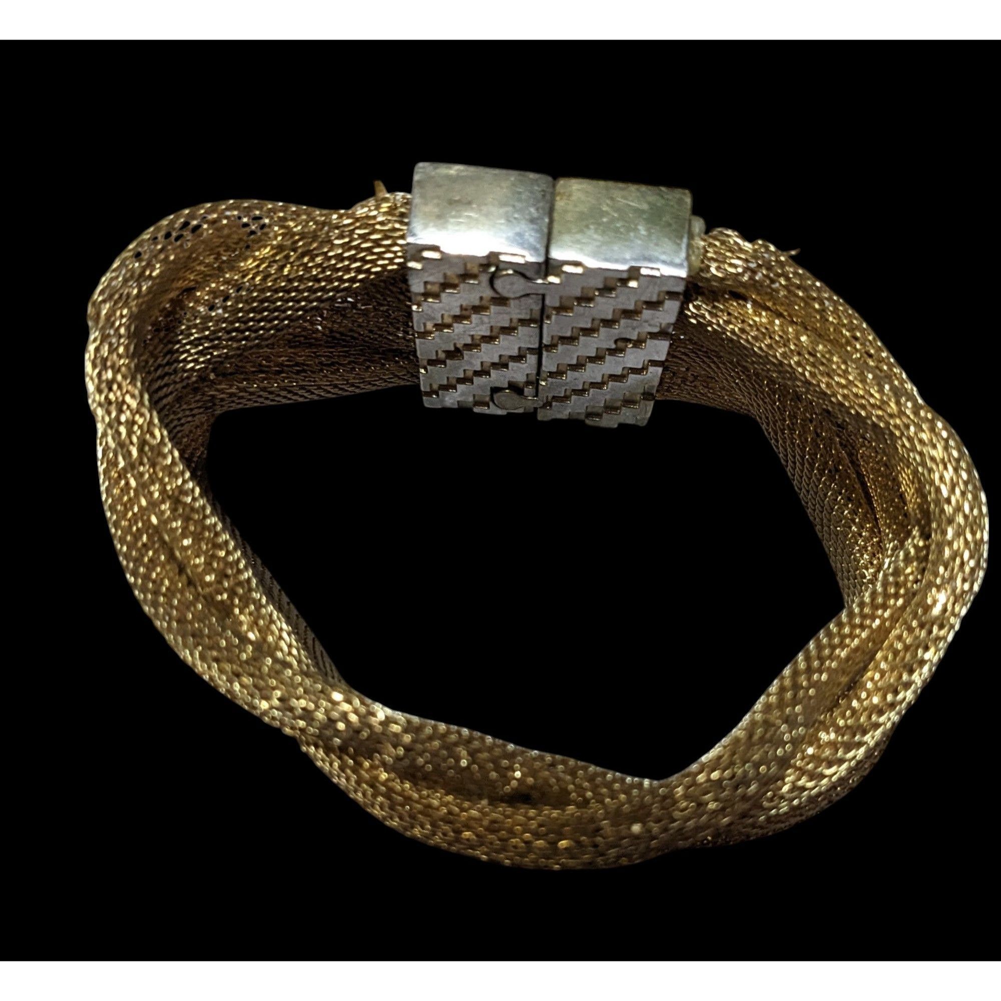 Other Vintage Gold Tone Mesh And Rhinestone Braided Magnetic Brace Size ONE SIZE - 4 Thumbnail