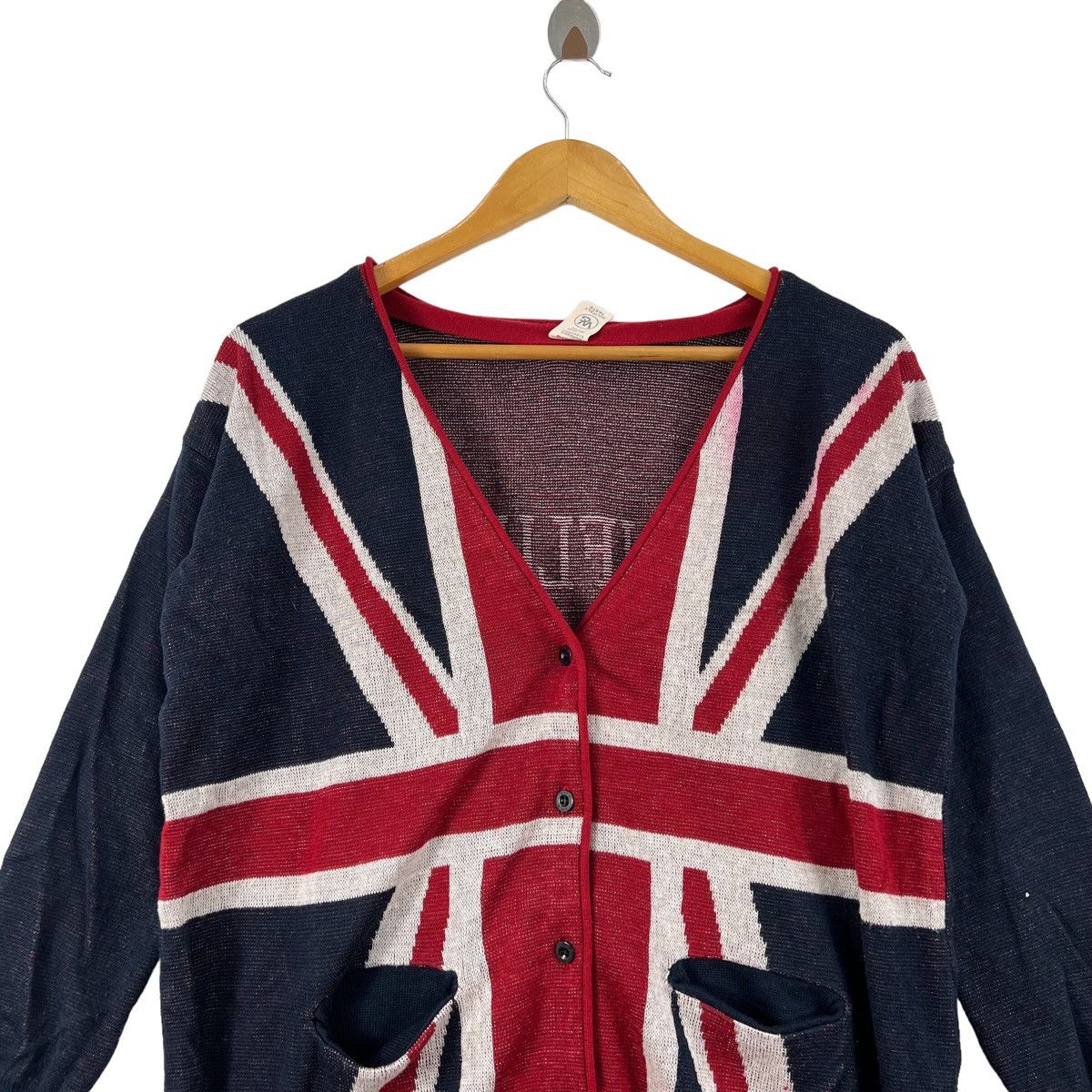 Vintage The Famous UK INFLUENCE CIRCUS Great Britain Flag Cardigan Size L / US 10 / IT 46 - 2 Thumbnail