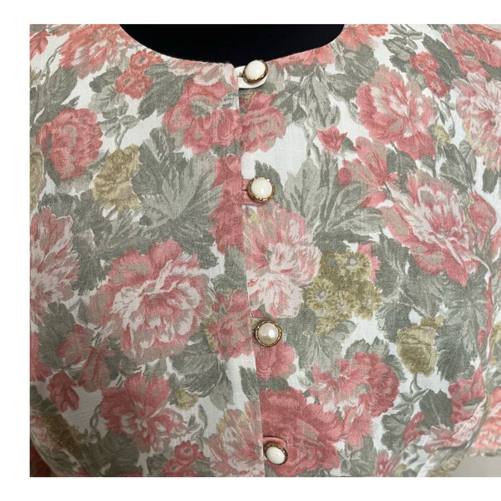 Vintage Vintage 80s Pink White Floral Pleated Top Skirt Set 14 Large Size 36" / US 14 / IT 50 - 10 Thumbnail