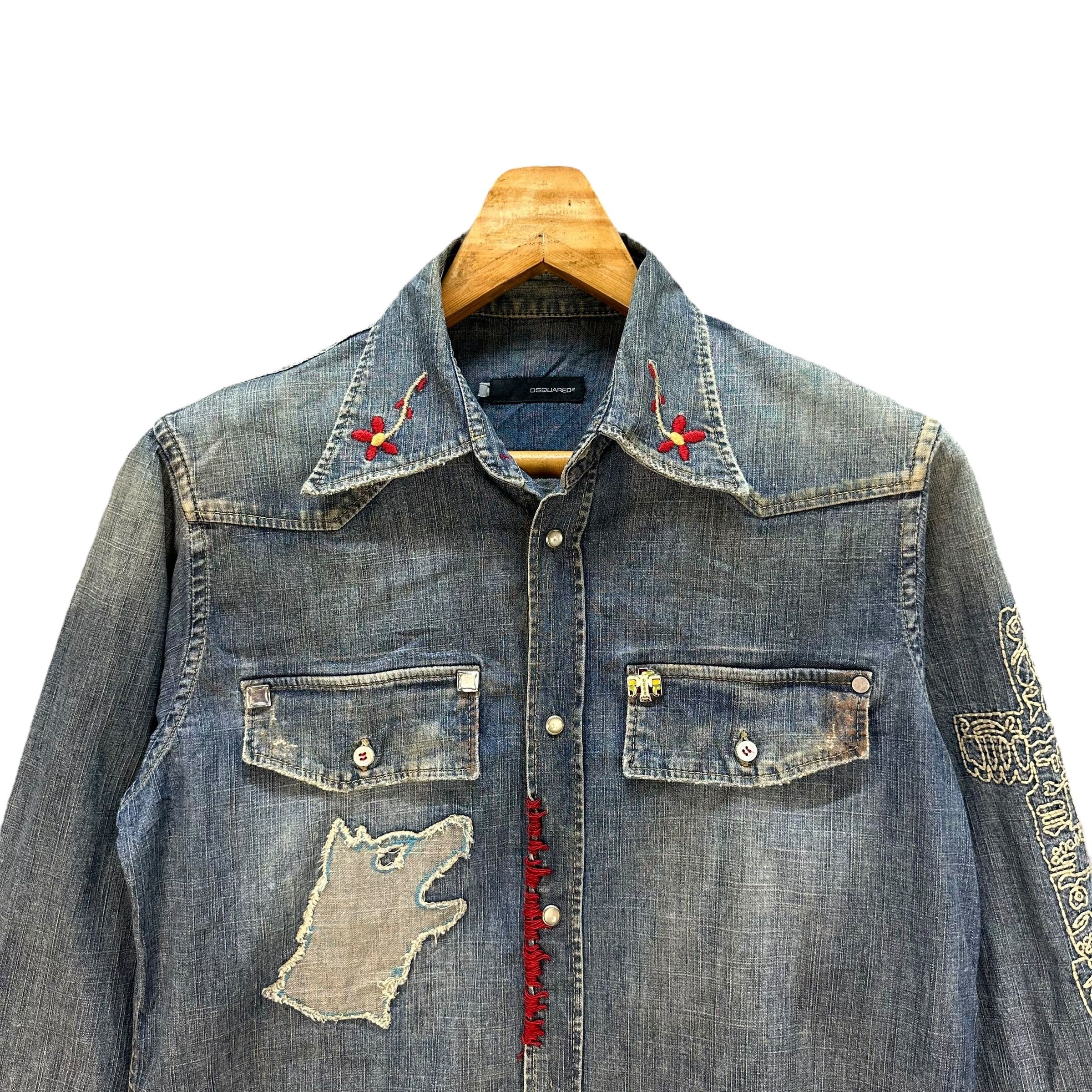 Dsquared2 DSQUARED2 Snap Button Shirt Jean Jacket #A52-1212 Size L / US 10 / IT 46 - 2 Thumbnail