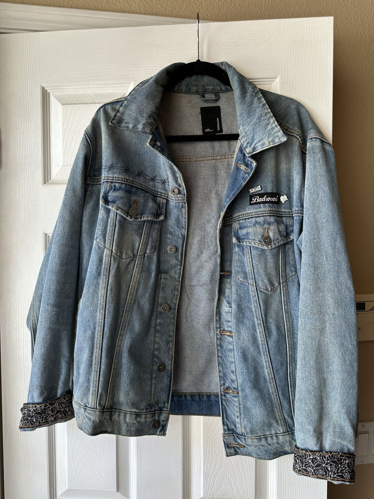 Supra BADWOOD x Supra Custom Art Jean Jacket Size L / US 10 / IT 46 - 1 Thumbnail