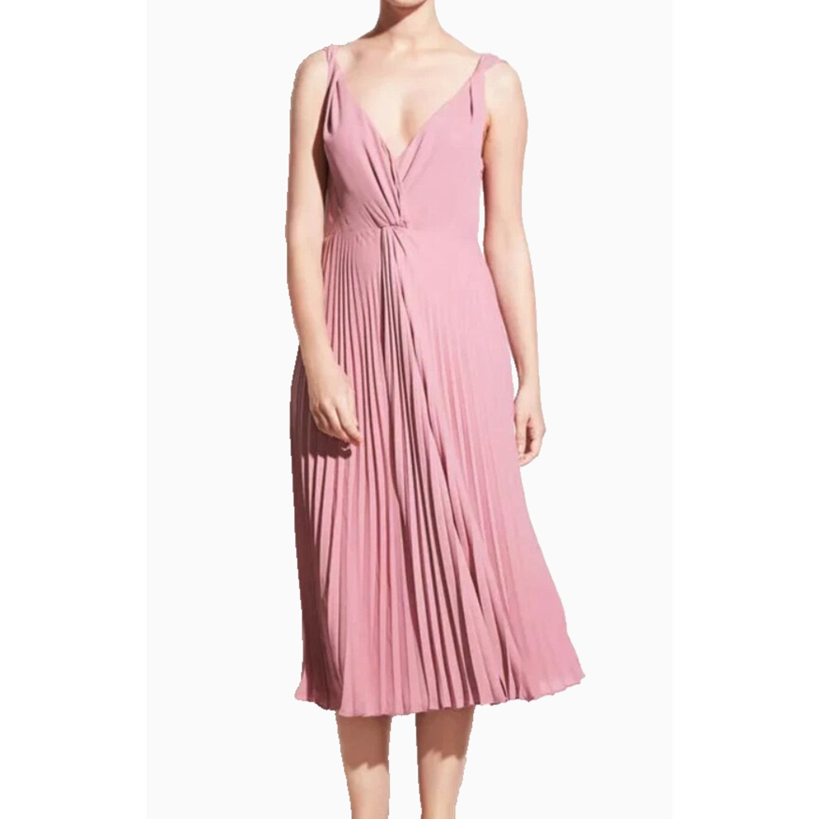 Vince NWT VINCE Baies Twist Front Pleated A Line Midi Dress 4 $325 Size S / US 4 / IT 40 - 2 Thumbnail