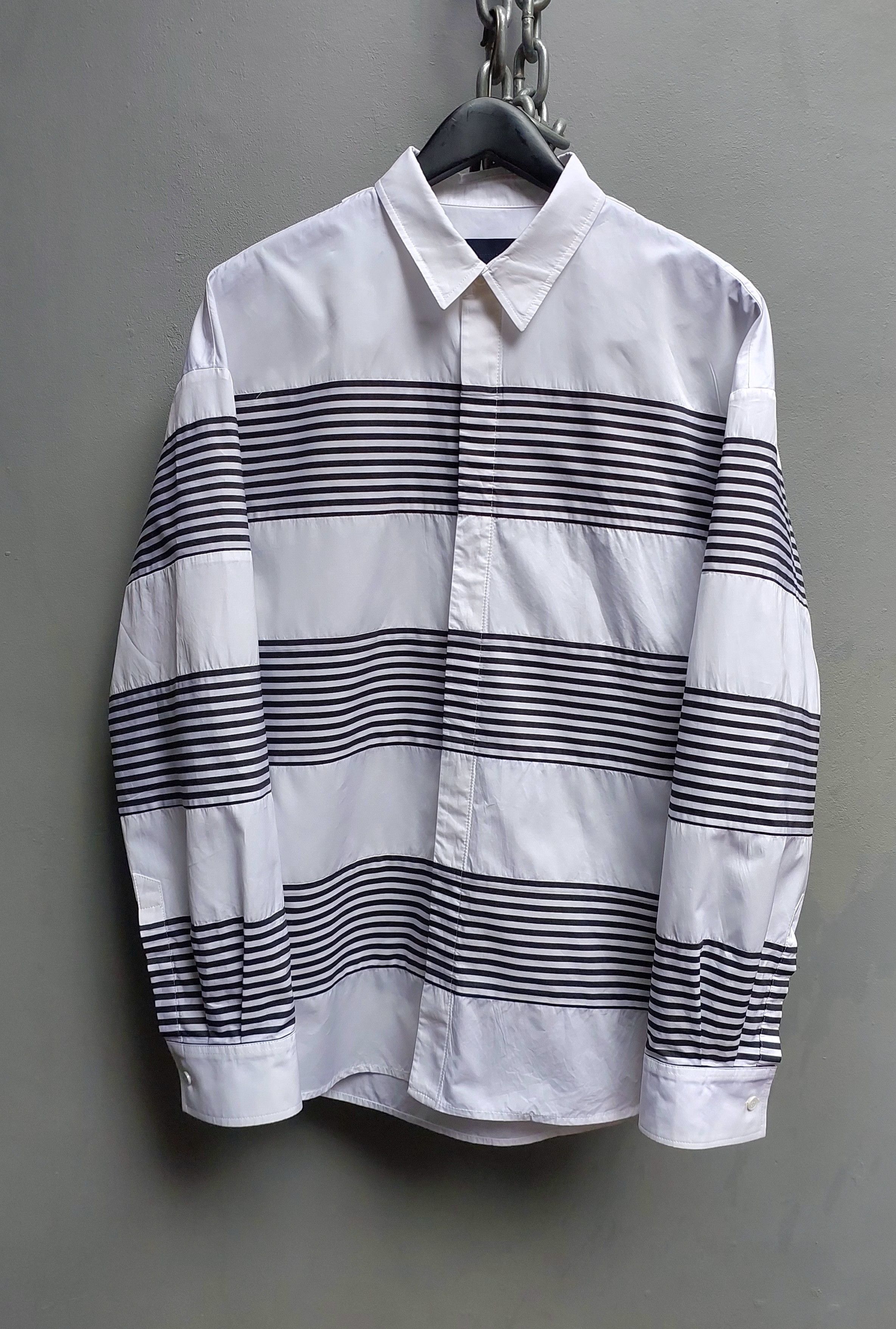 Juun.J Juun J Striped Panel Button-Down Shirt Size US S / EU 44-46 / 1 - 2 Thumbnail