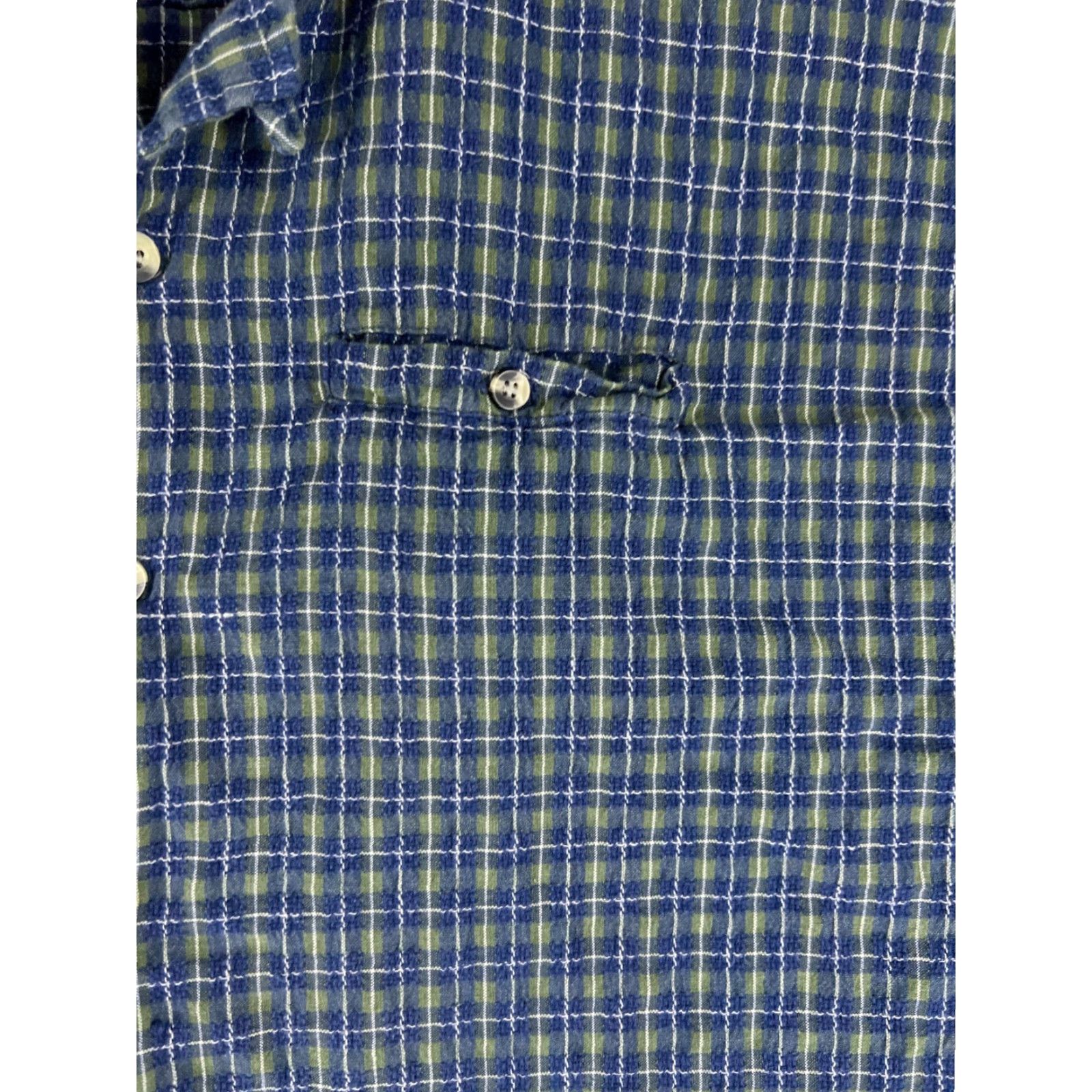 Vintage Resist Button-Up Shirt Mens Large Blue Green Plaid Western Cowboy Woven Cotton Size US L / EU 52-54 / 3 - 6 Thumbnail