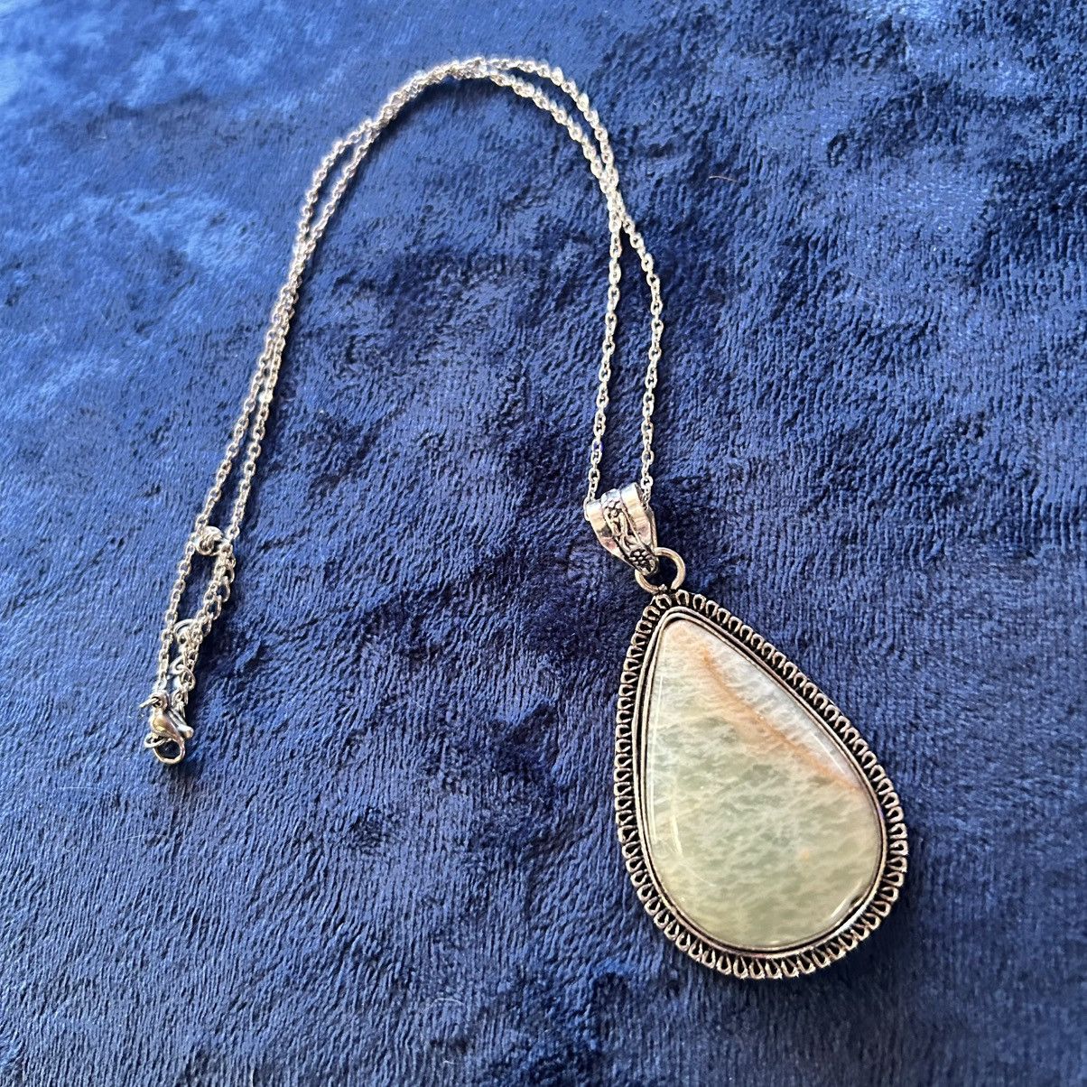 Handmade Handcrafted framed teardrop amazonite 925 sterling necklace Size ONE SIZE - 6 Thumbnail