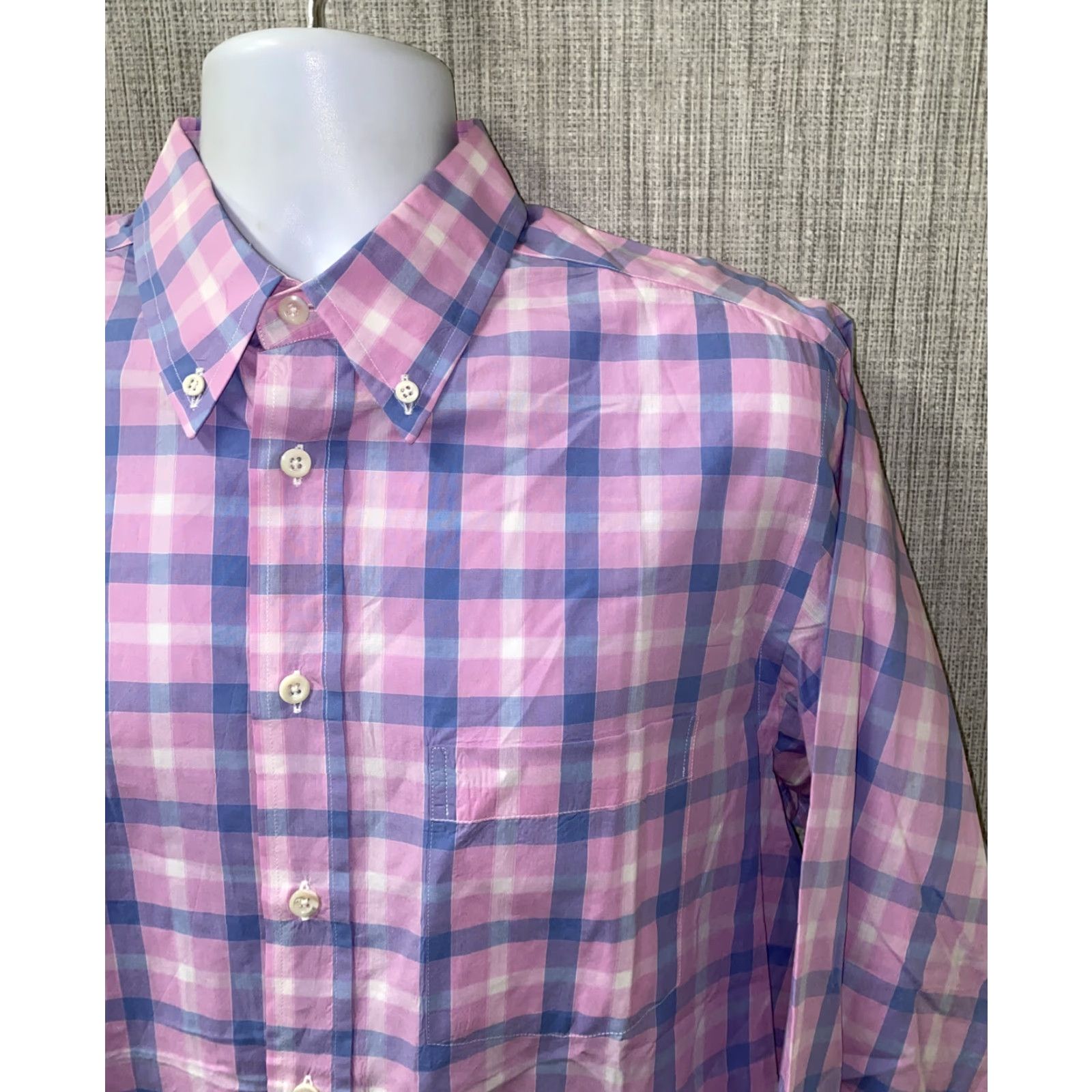 Billy Reid Billy Reid Shirt Mens Pink/Purple Long Sleeve Button-Up Size L Armpit 24in Button Front Cotton? Check Pattern Size US L / EU 52-54 / 3 - 2 Thumbnail