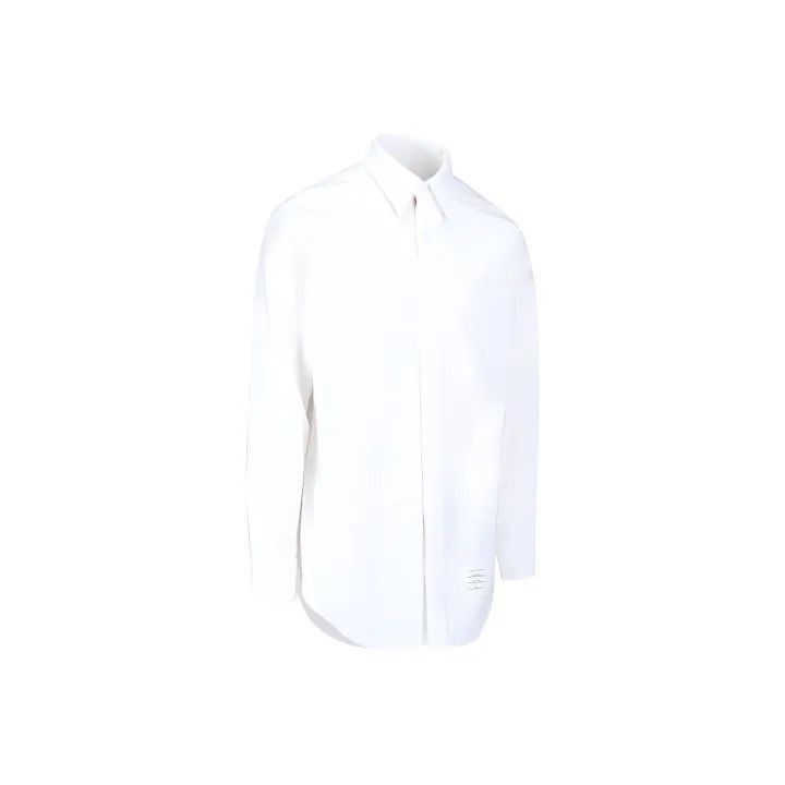 Thom Browne Thom Browne White Striped Long Sleeve Shirt -2507 Size US S / EU 44-46 / 1 - 5 Thumbnail