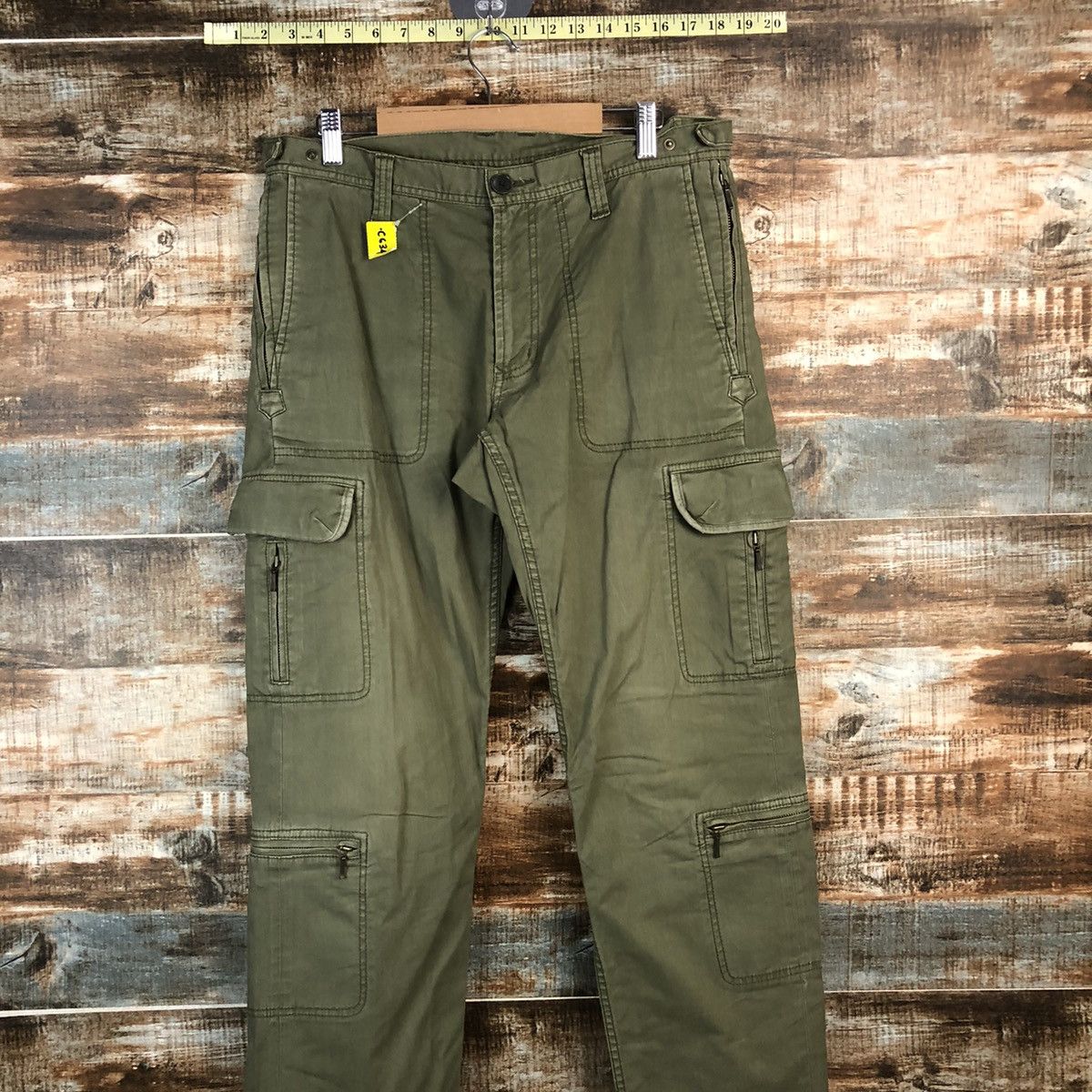 Japanese Brand DL Design Work Green Cargo Multipocket Pants #C634 Size US 31 - 2 Thumbnail